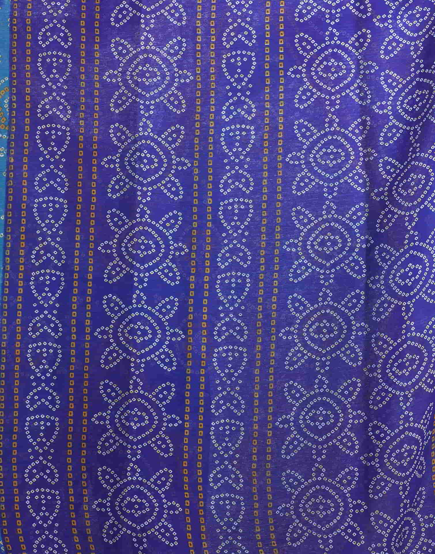 Dark Blue Chiffon Printed Bandhani Saree - Image 8