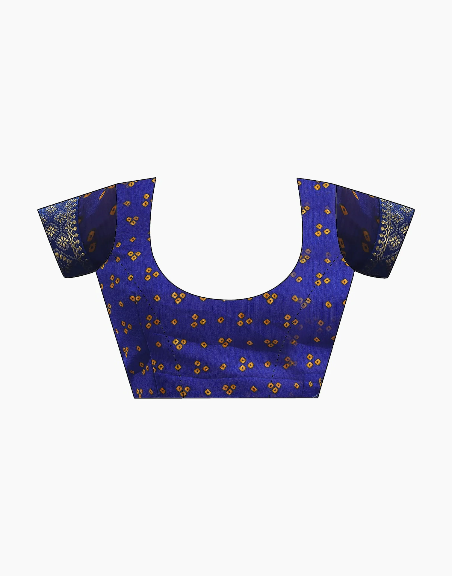 Dark Blue Chiffon Printed Bandhani Saree - Image 9
