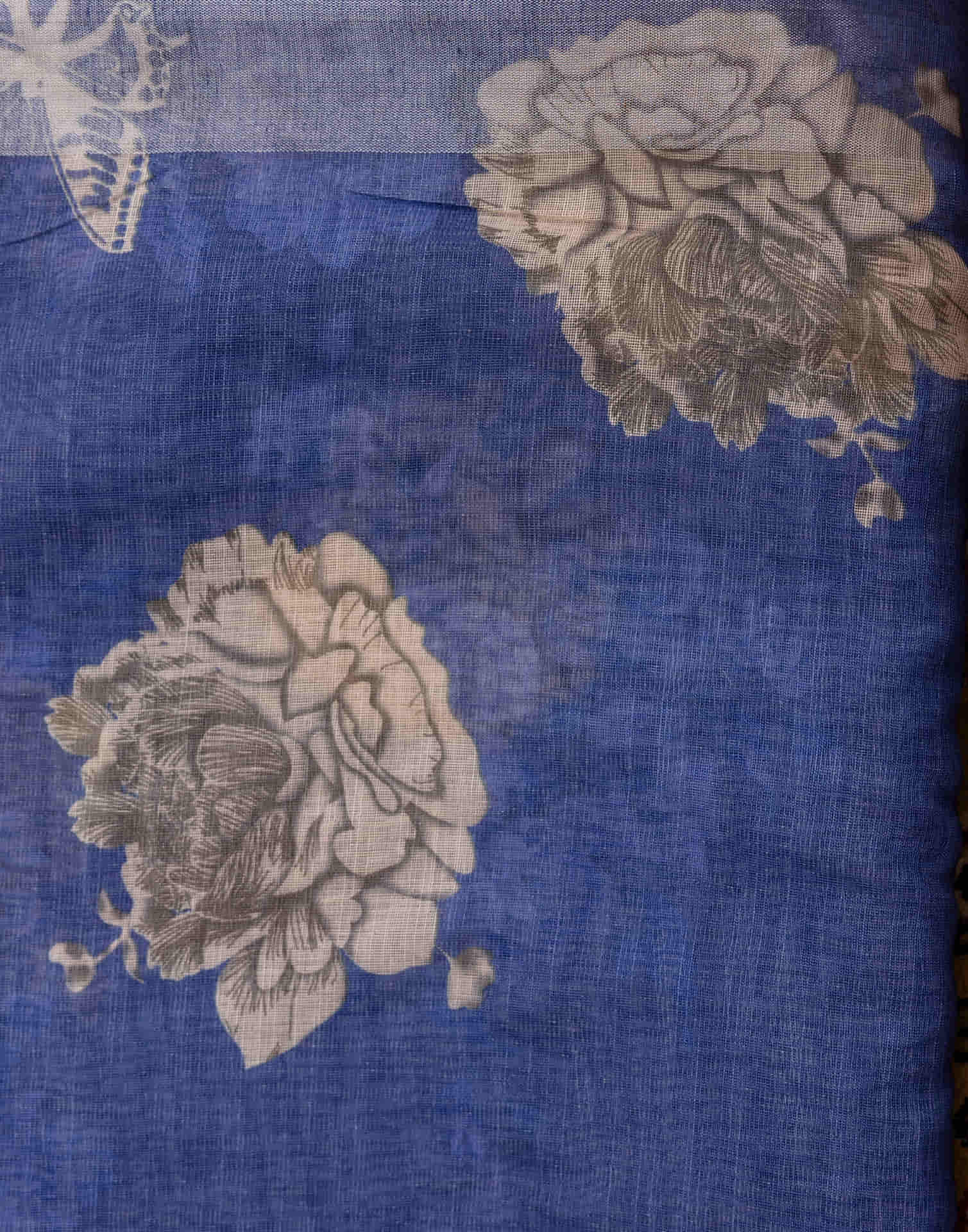Blue Cotton Printed Saree - Image 10