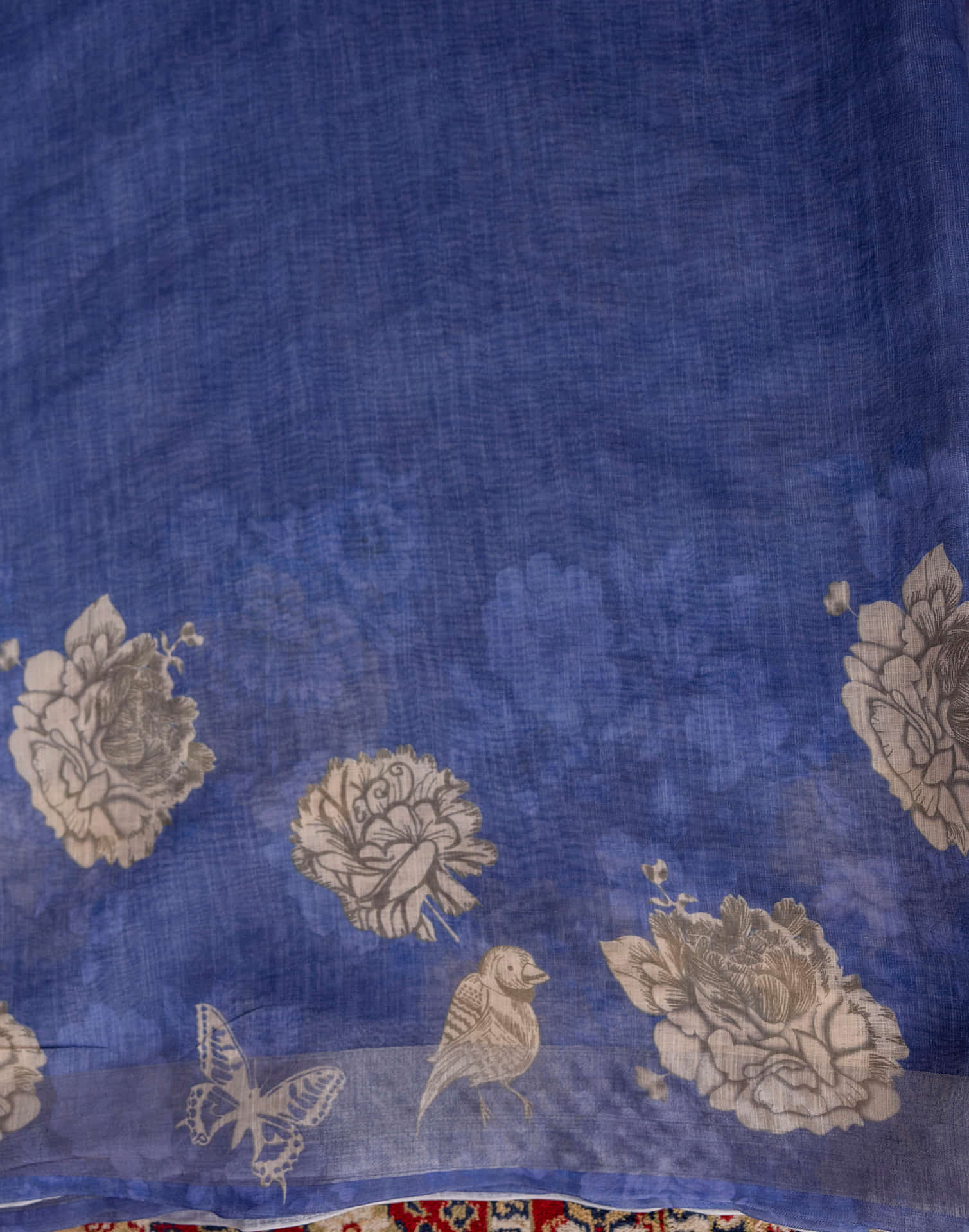 Blue Cotton Printed Saree - Image 9