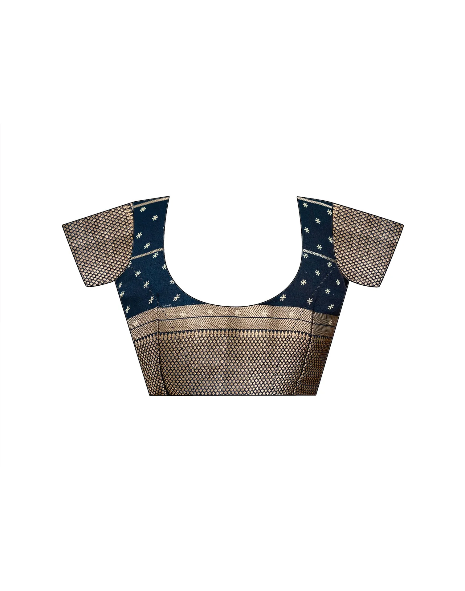 Blue Georgette Printed Zari Stripe SareeĀ - Image 12