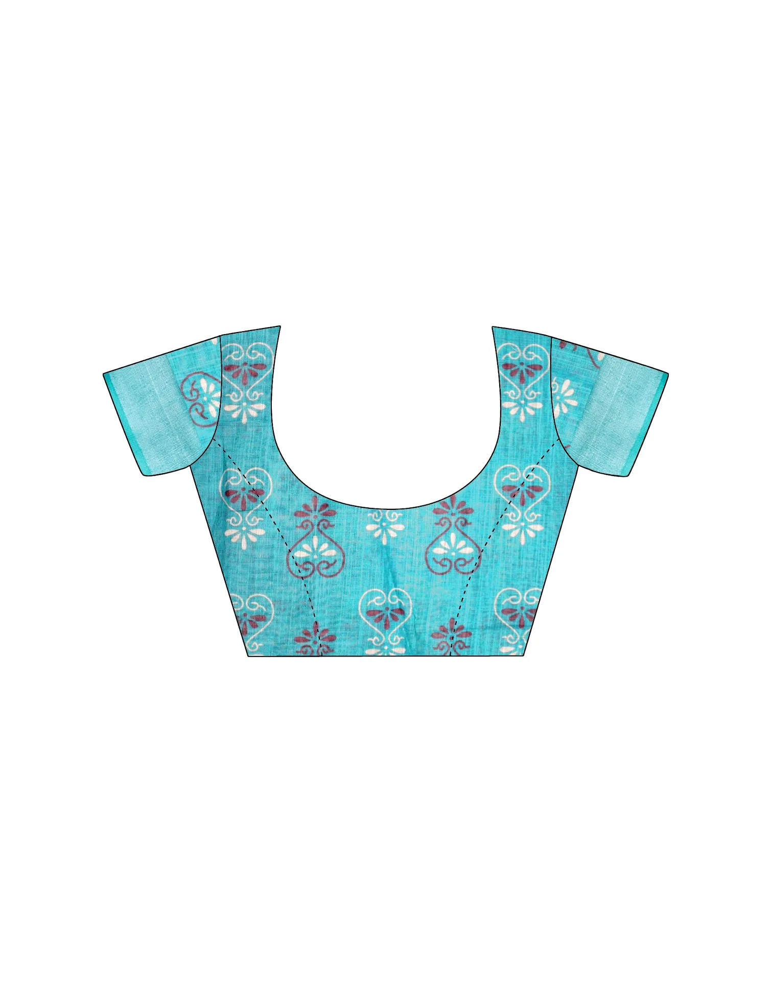 Blue Linen Printed Saree - Image 10