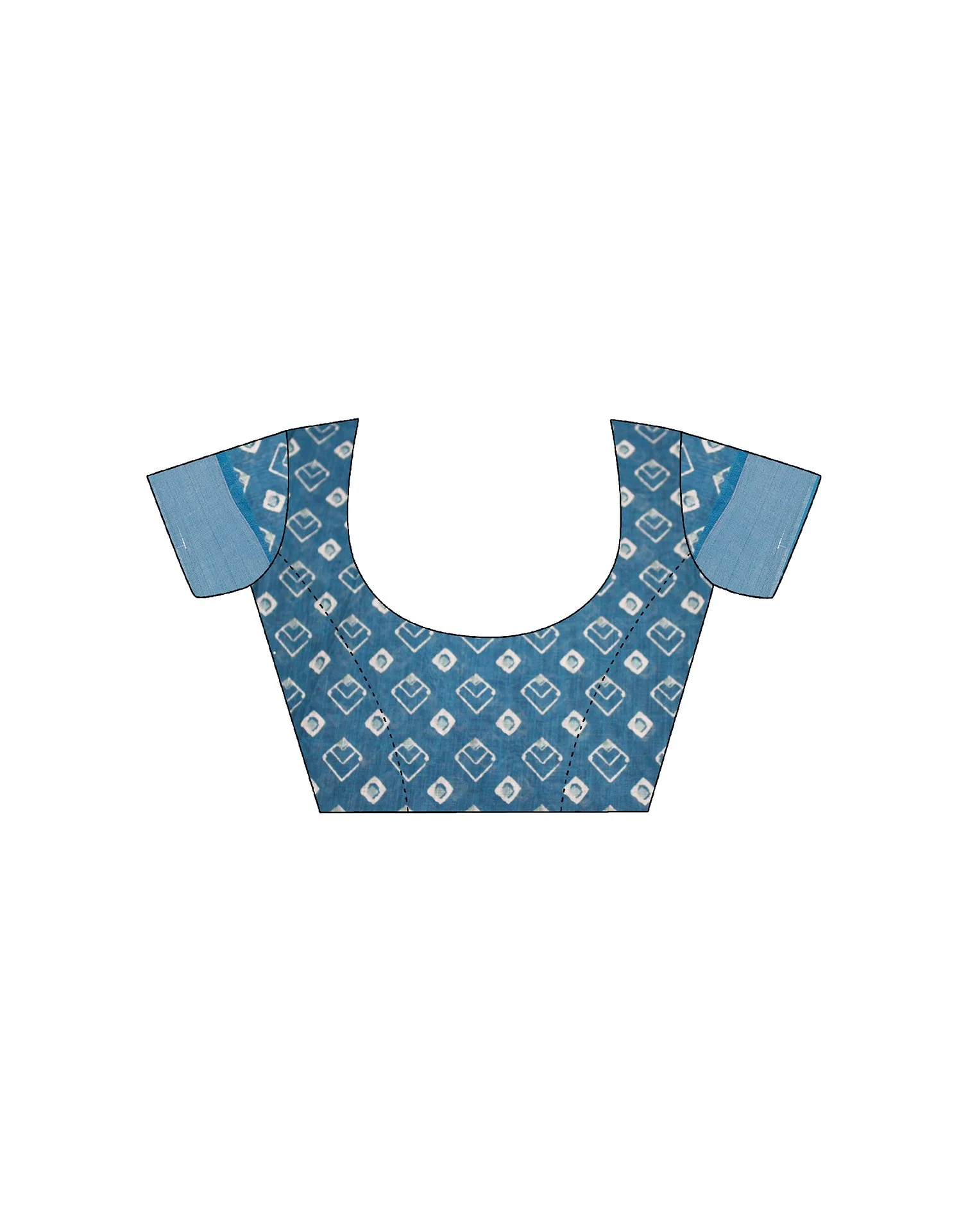 Blue Linen Printed Saree - Image 9