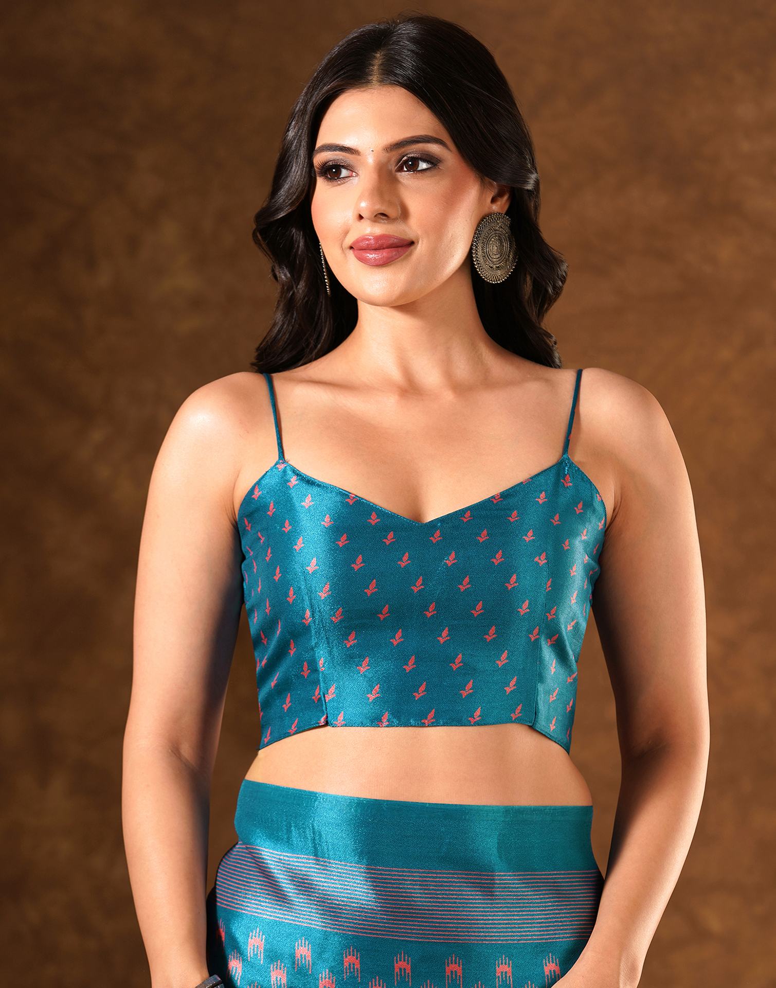 Blue Silk Printed Saree - Image 10