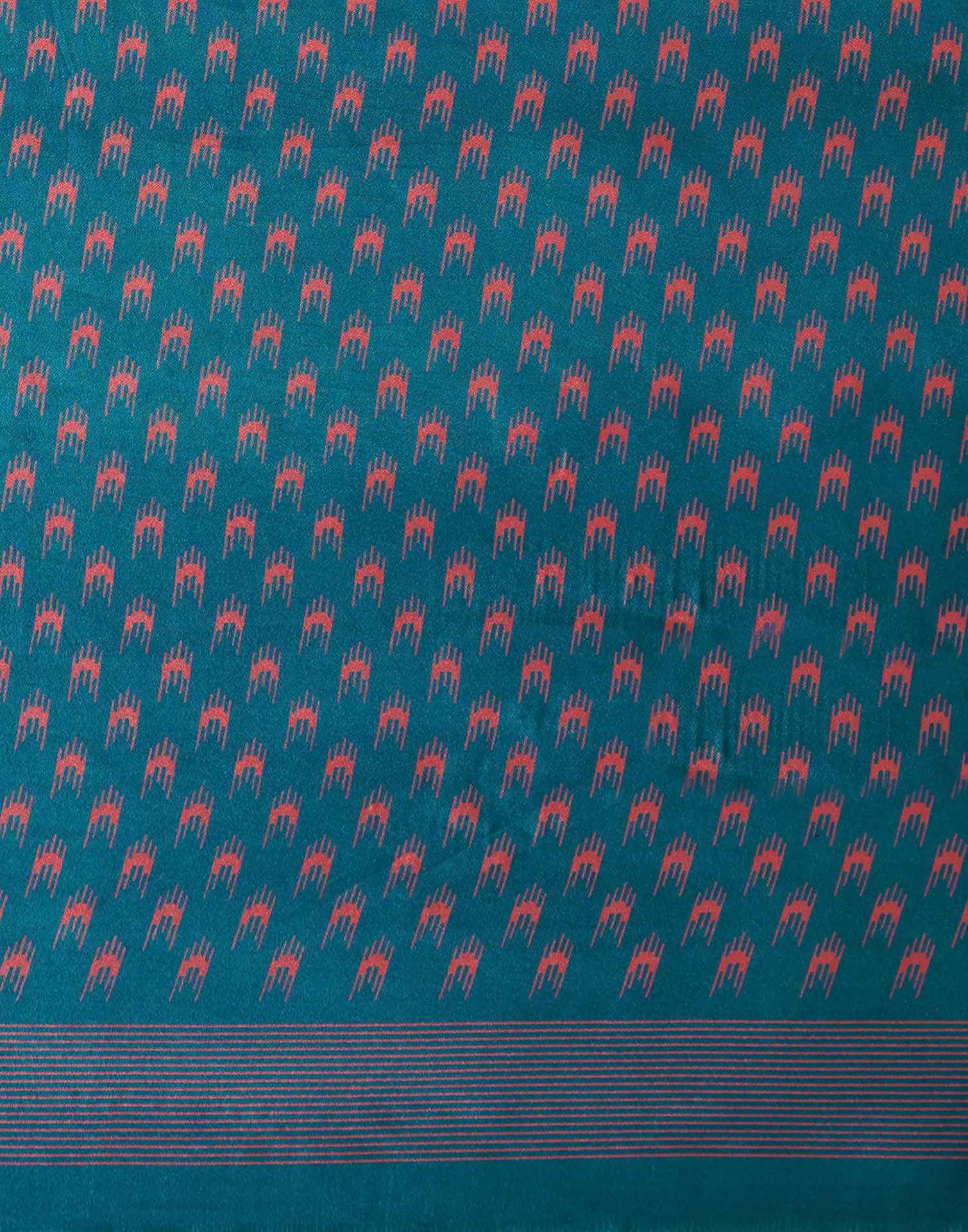 Blue Silk Printed Saree - Image 7