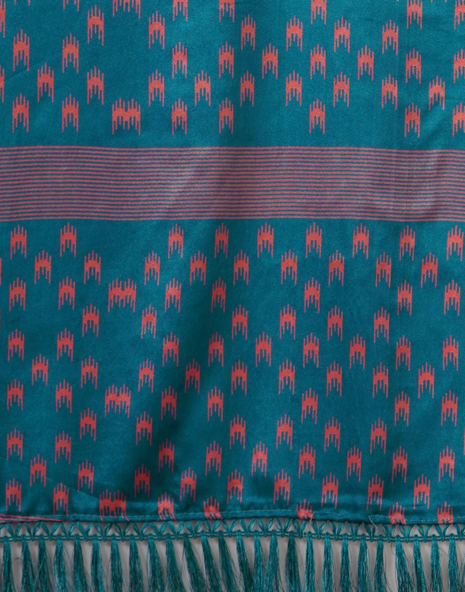 Blue Silk Printed Saree - Image 8