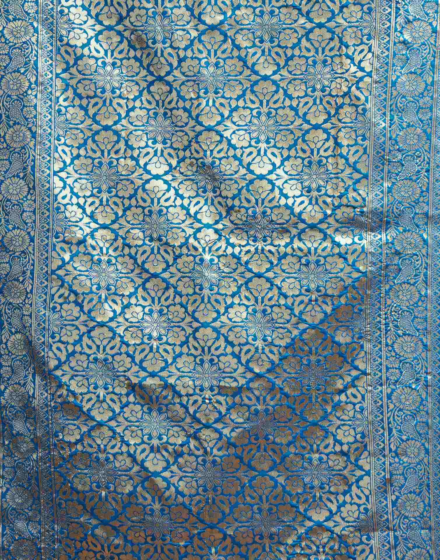 Blue Silk Woven Banarasi Saree - Image 7