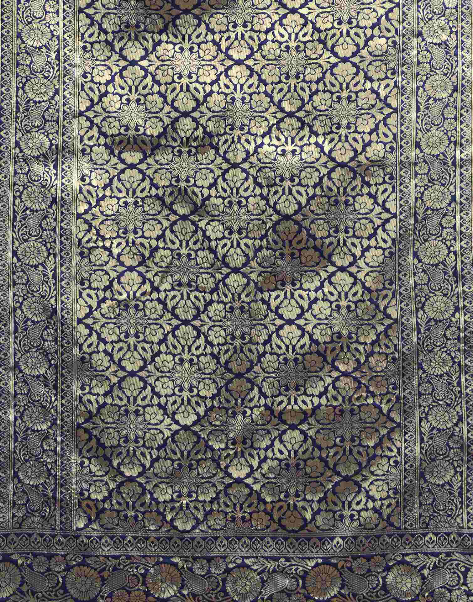 Blue Silk Woven Banarasi Saree - Image 7