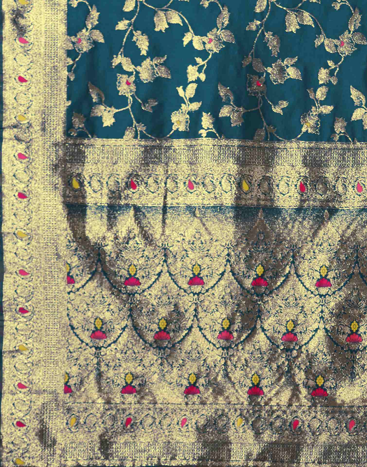 Blue Silk Woven Banarasi Saree - Image 7
