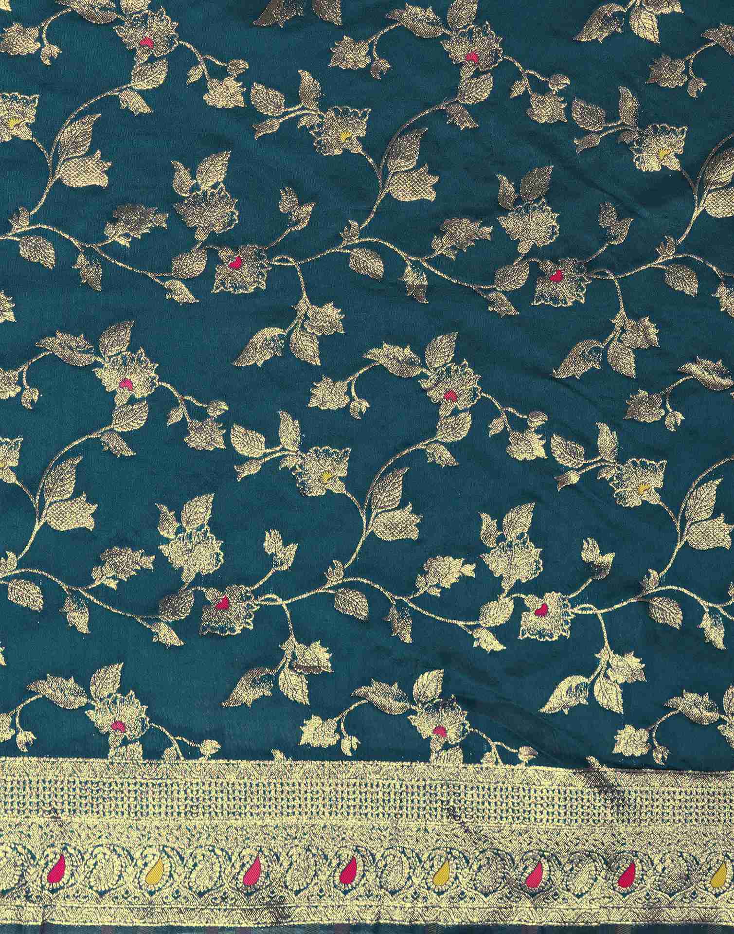 Blue Silk Woven Banarasi Saree - Image 8