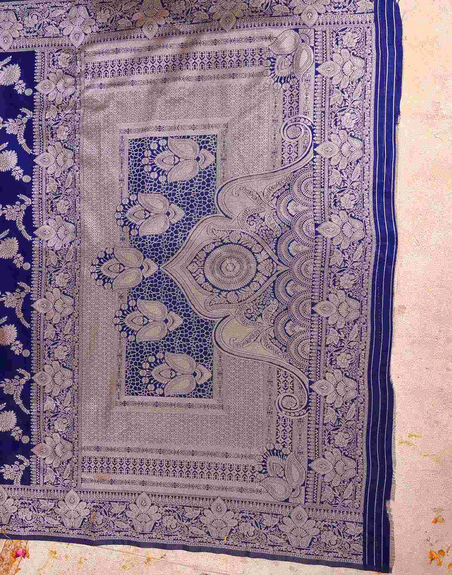 Blue Silk Woven Banarasi Saree - Image 8