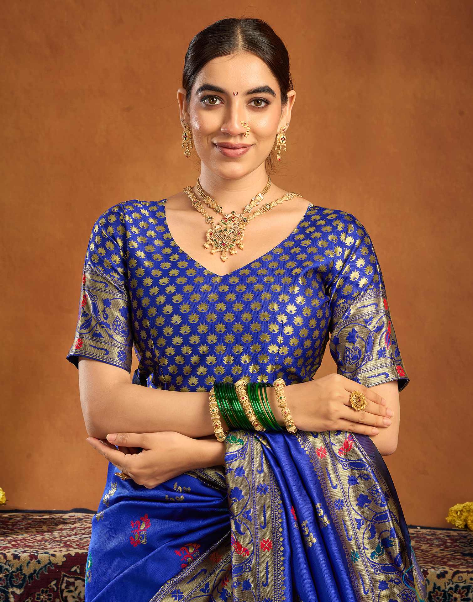 Blue Silk Woven Paithani Saree - Image 7
