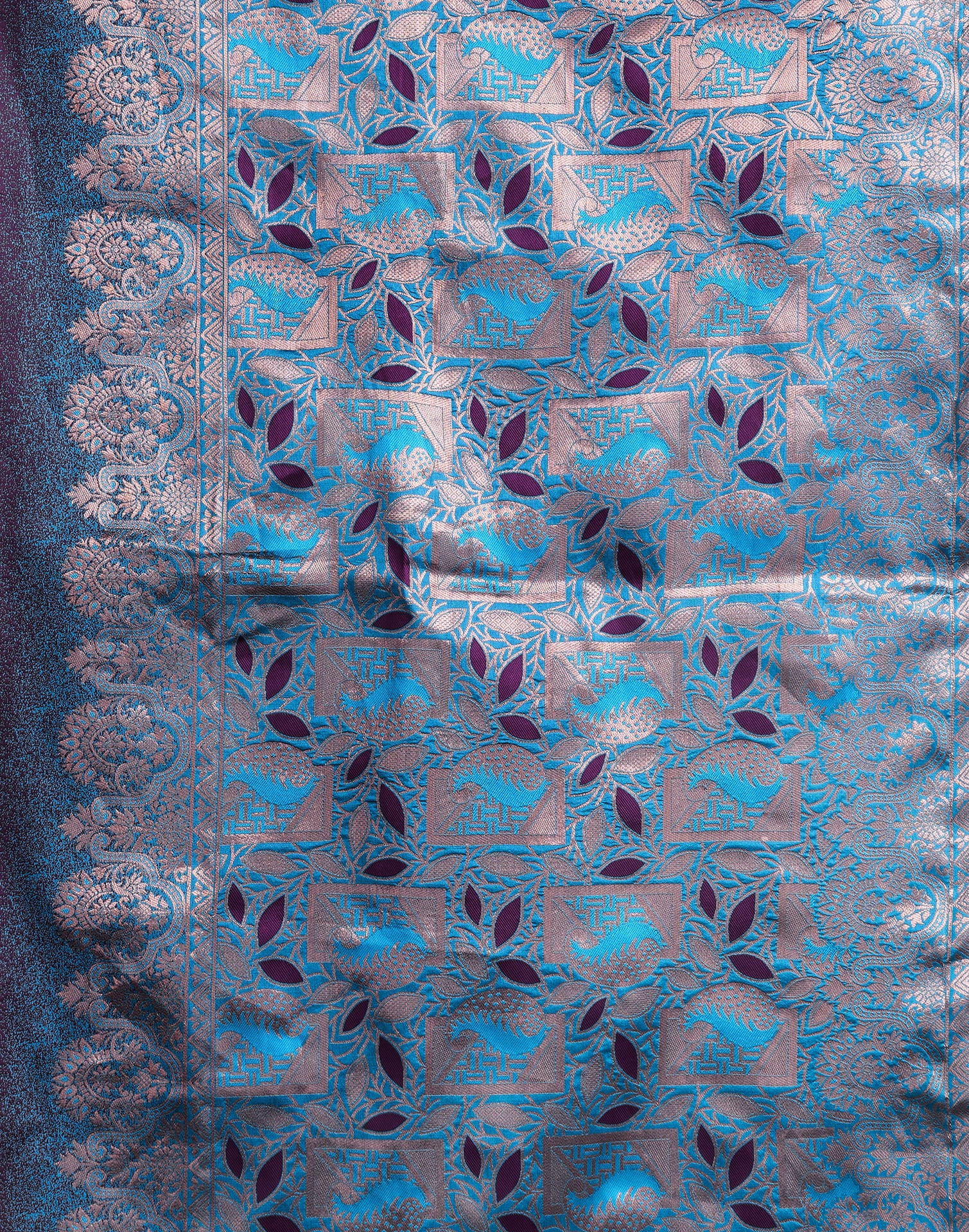 Blue Silk Woven Banarasi Saree - Image 8