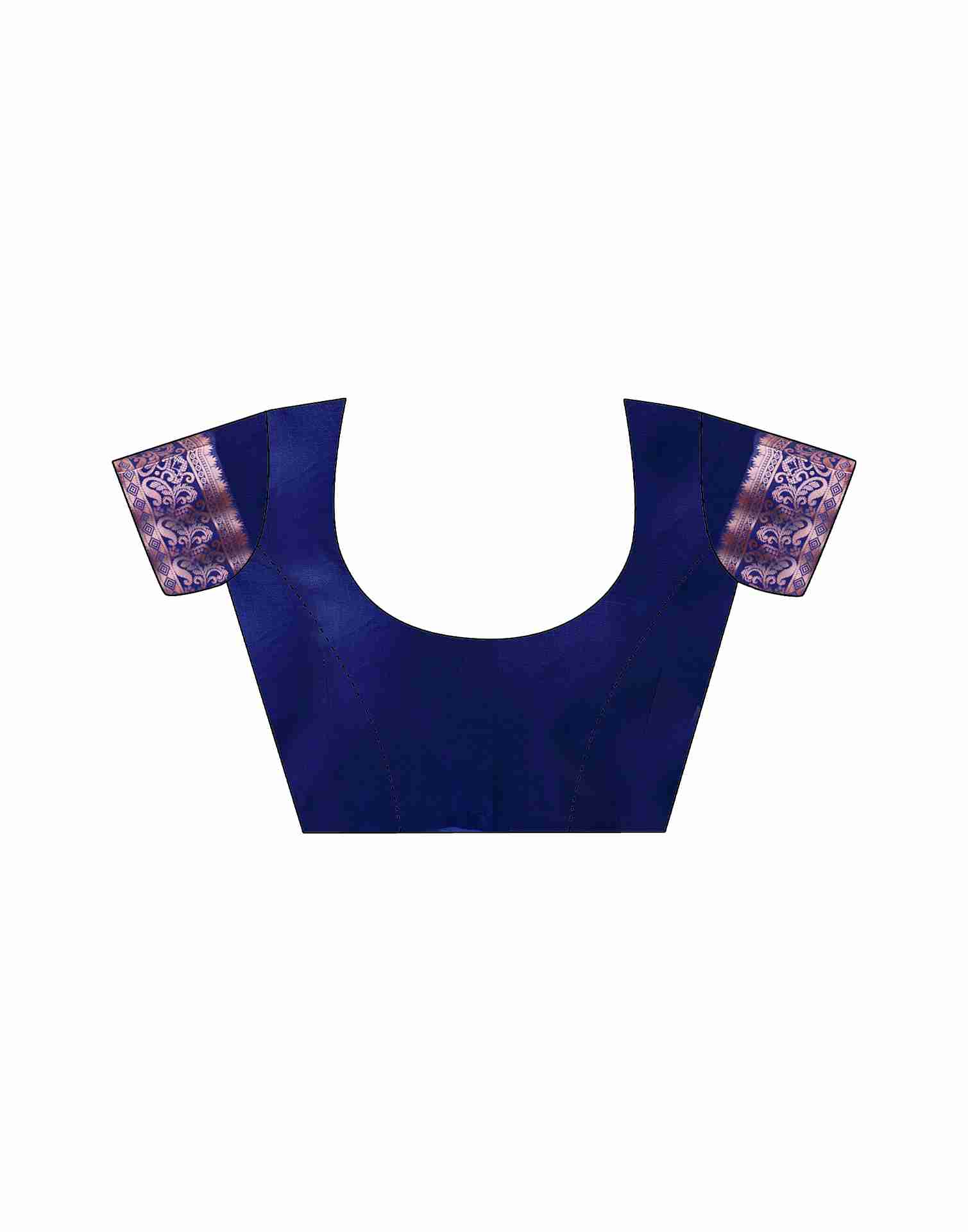 Navy Blue Silk Woven Banarasi Saree - Image 8