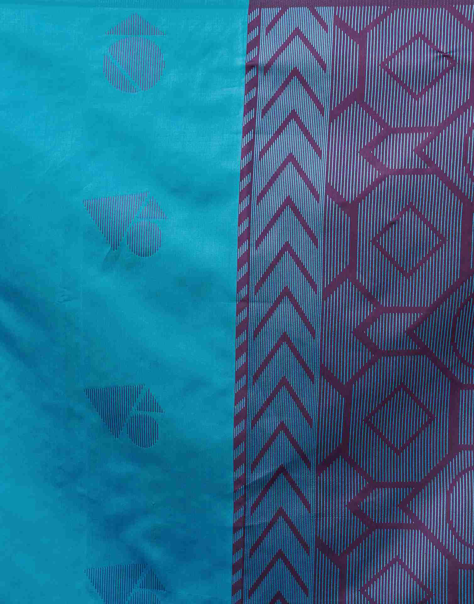 Teal Blue Silk Woven Banarasi Saree - Image 7