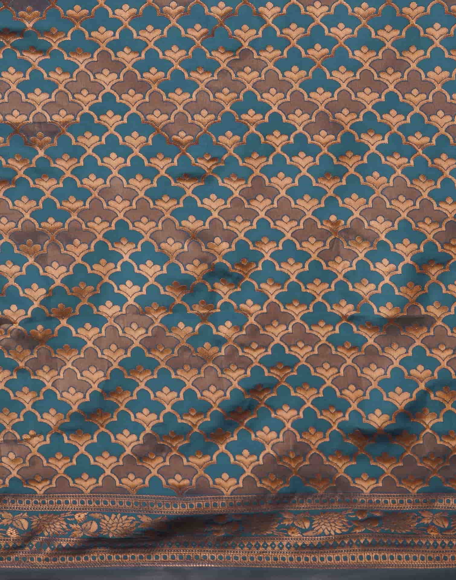 Rama Blue Silk Woven Banarasi Saree - Image 5