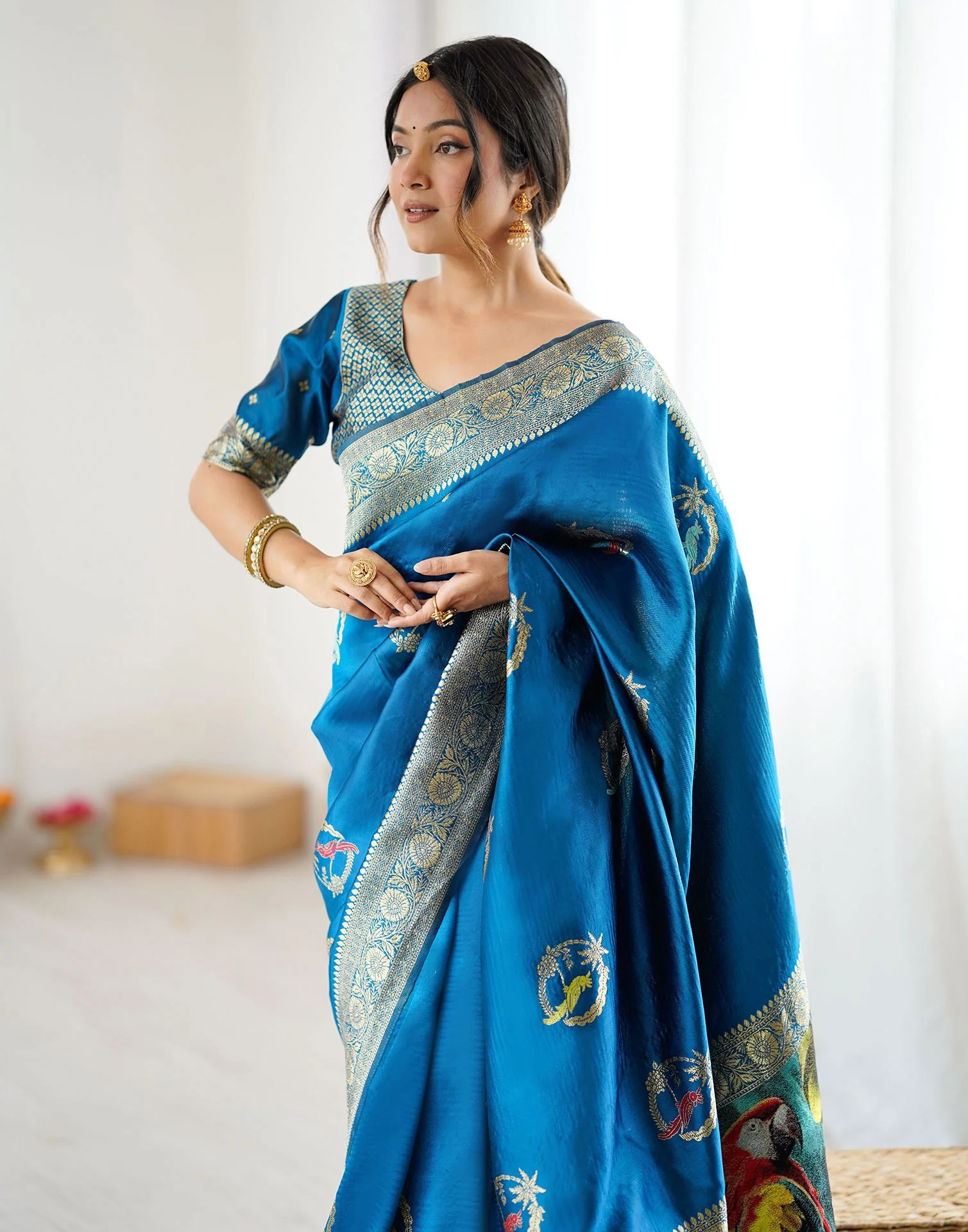 Blue Silk Woven Saree