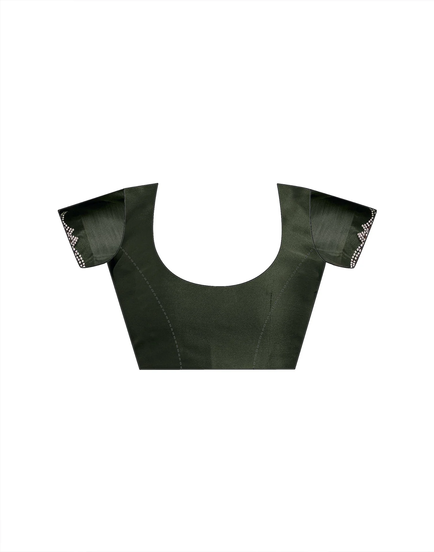 Bottle Green Chiffon Stone Work Swarovski Saree - Image 10