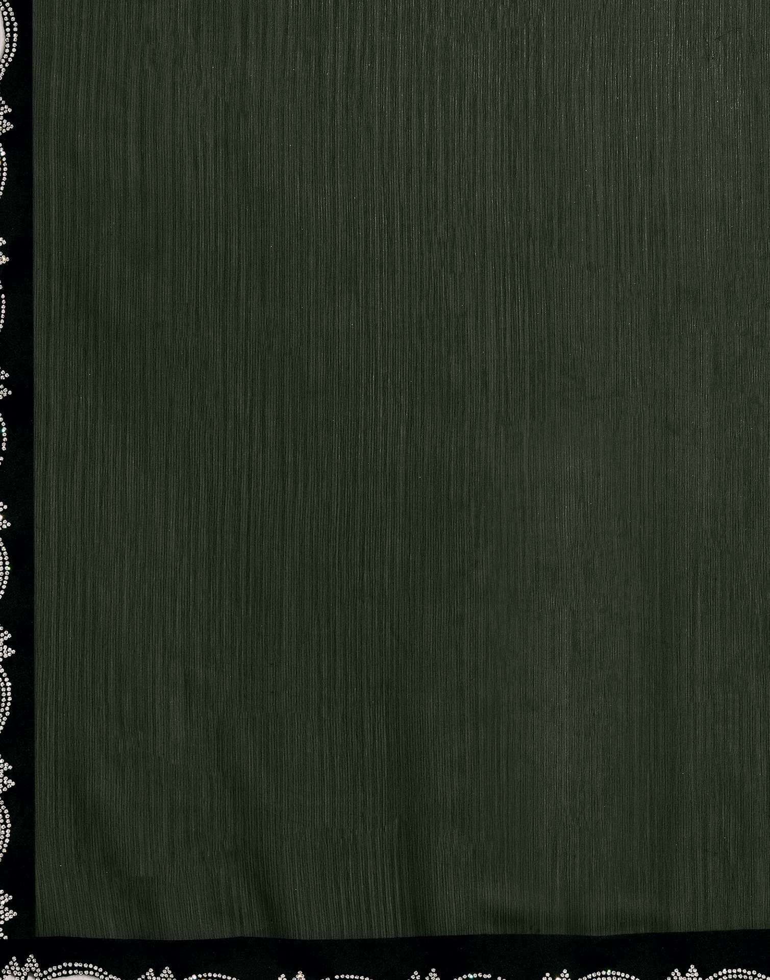 Bottle Green Chiffon Stone Work Swarovski Saree - Image 9