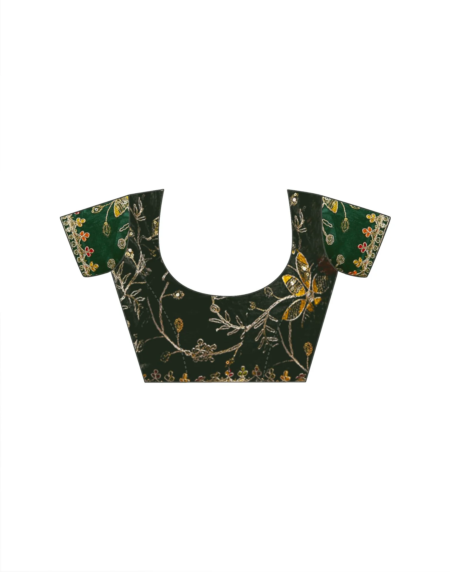 Bottle Green Georgette Printed Bandhani Saree - Image 8