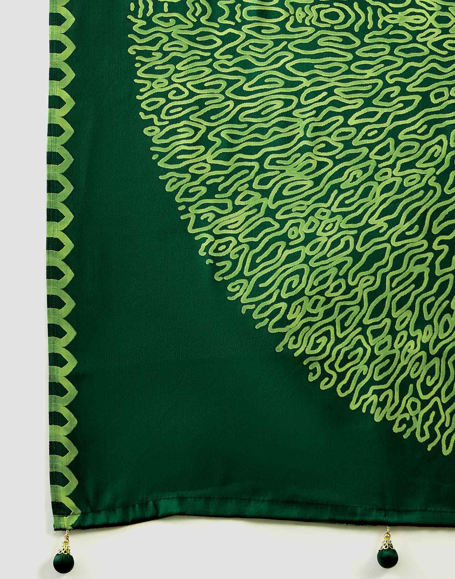 Bottle Green Satin Printed Saree - Image 10