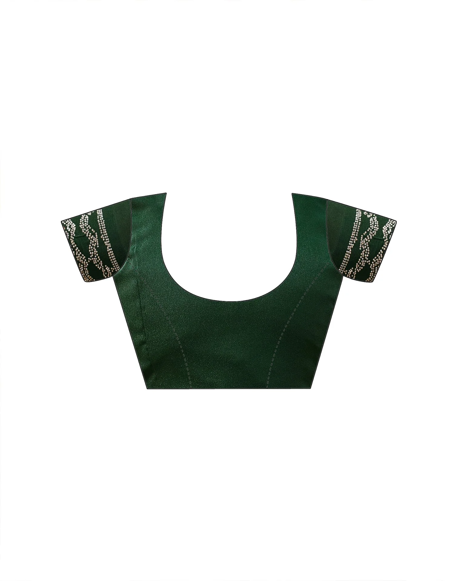 Bottle Green Shimmer Stone Work Embellished Saree - Image 11