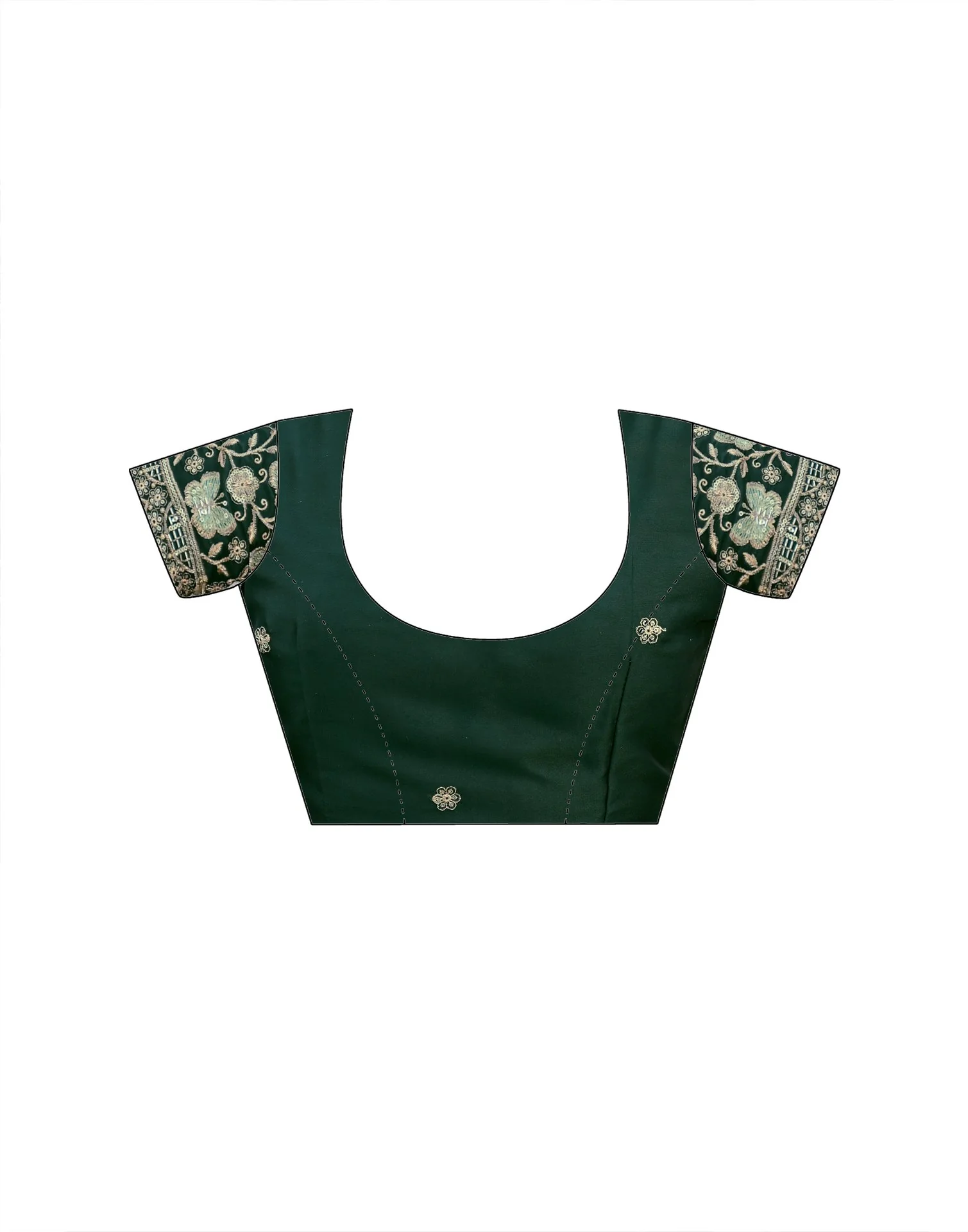 Bottle Green Silk Sequence Embroidery Lace Saree - Image 11