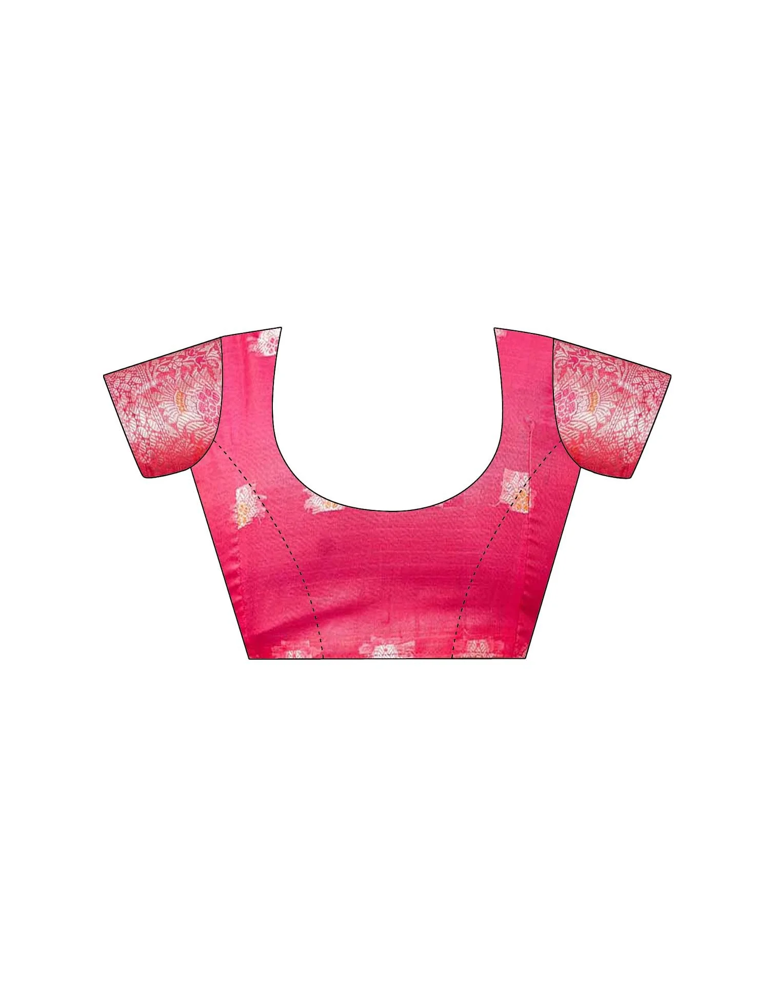 Bright Pink Organza Woven Saree - Image 9