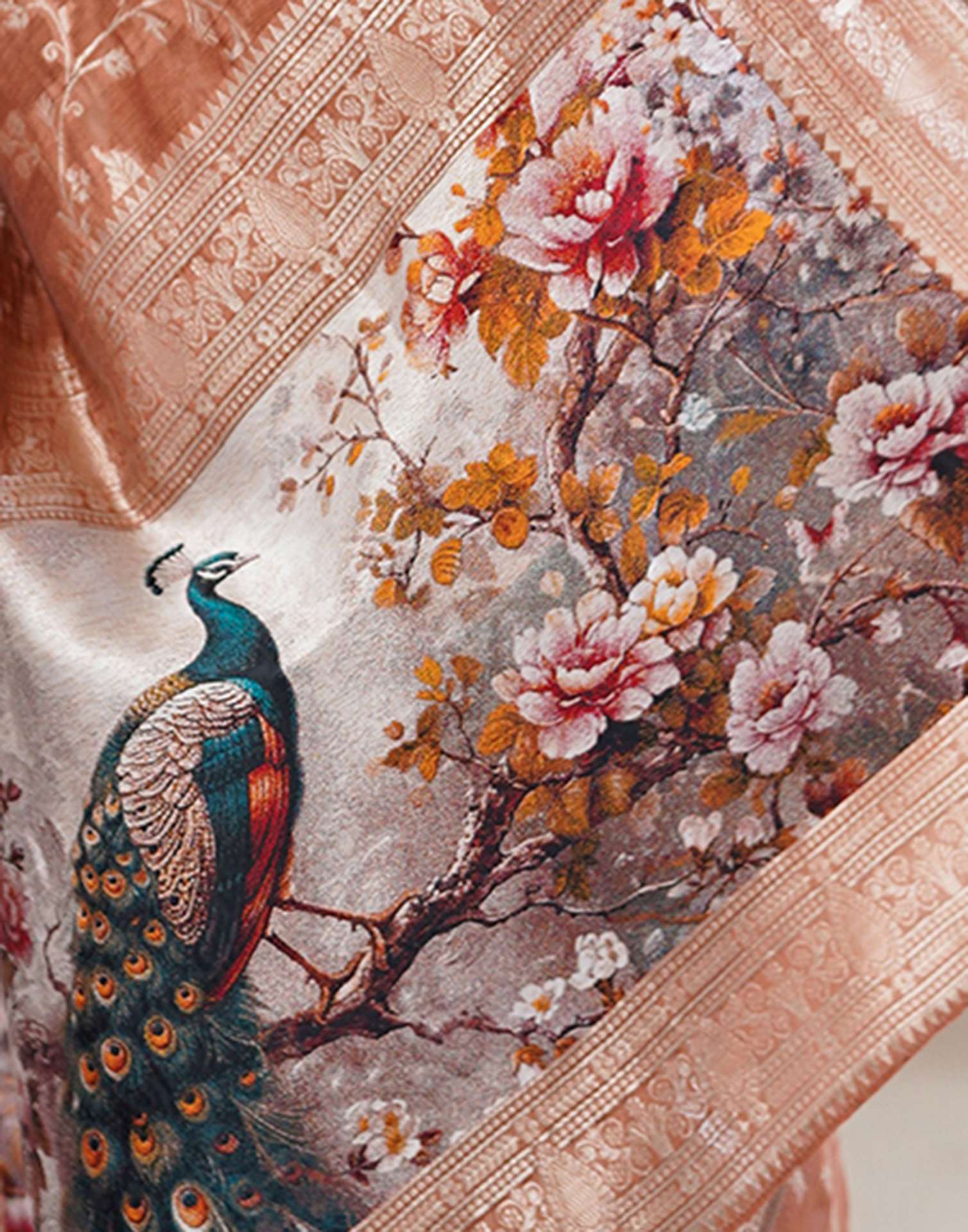 Brown Chanderi Cotton Woven Saree - Image 10