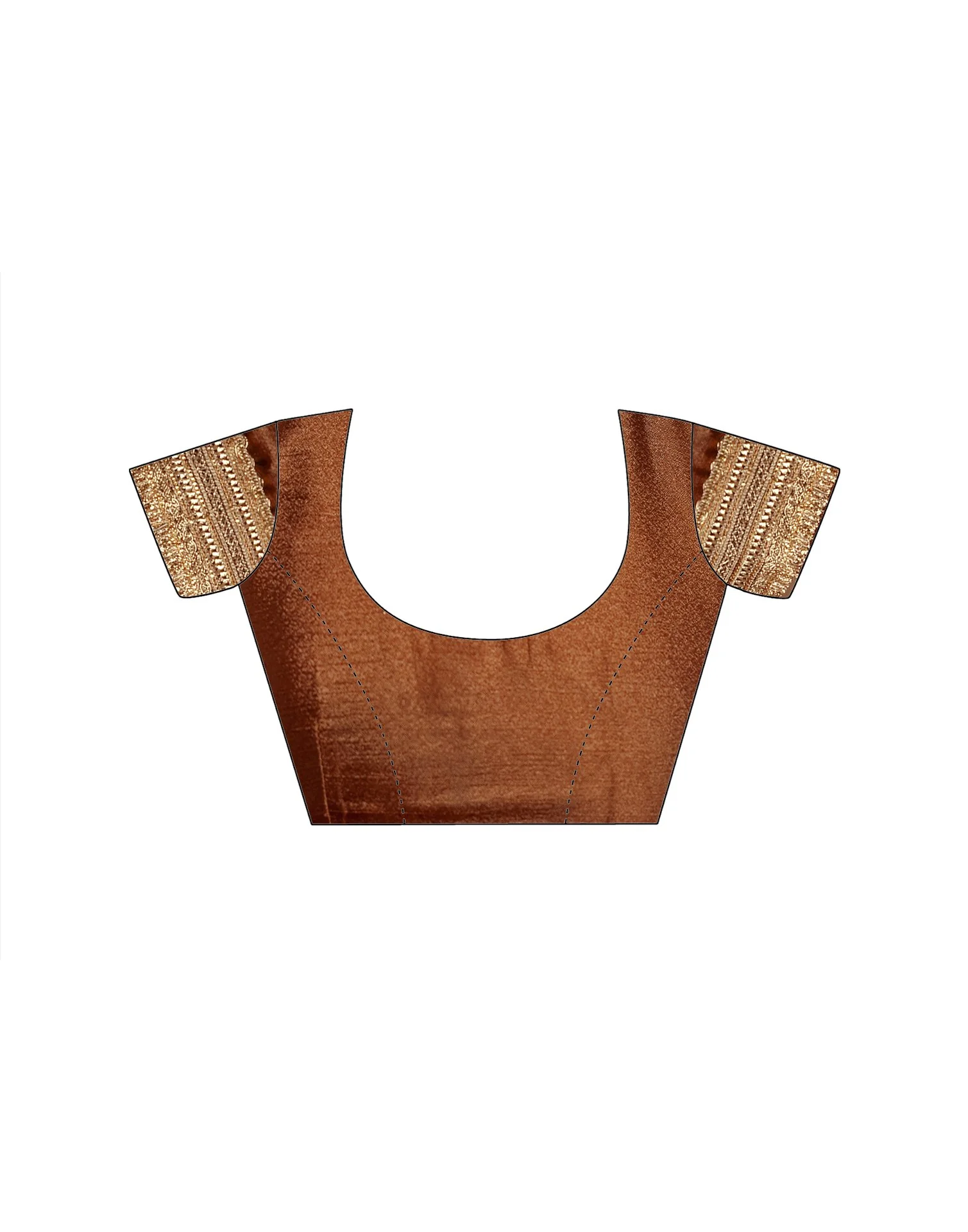 Brown Chinnon Silk Gota Lace Saree - Image 11