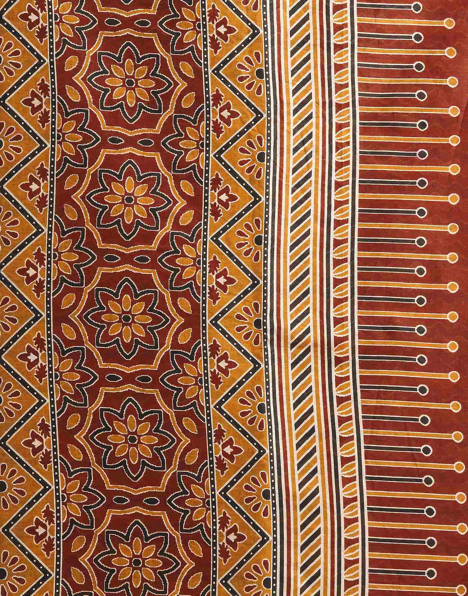Brown Cotton Printed Saree - Image 8
