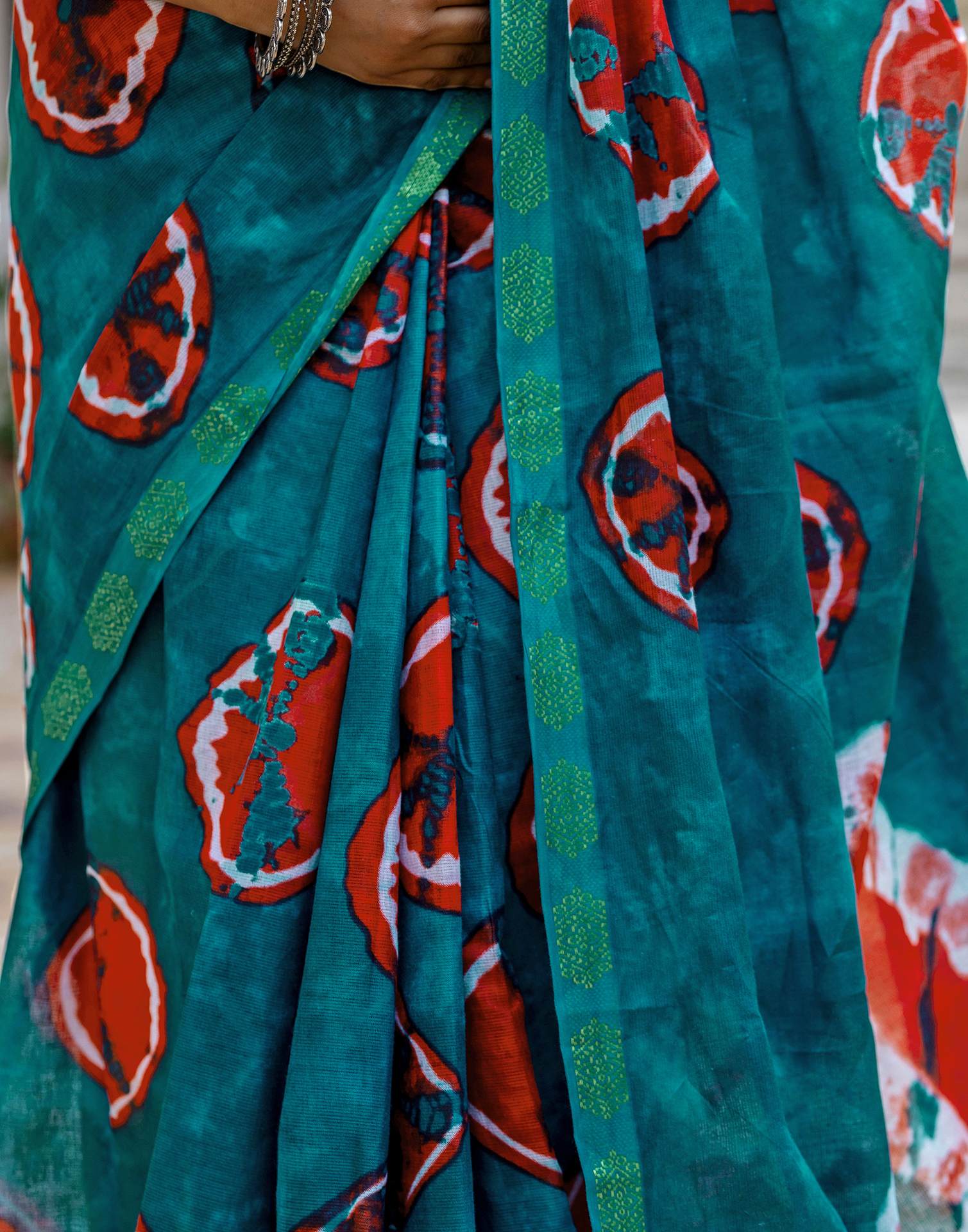 Brown Cotton Printed Woven Border Saree - Image 11