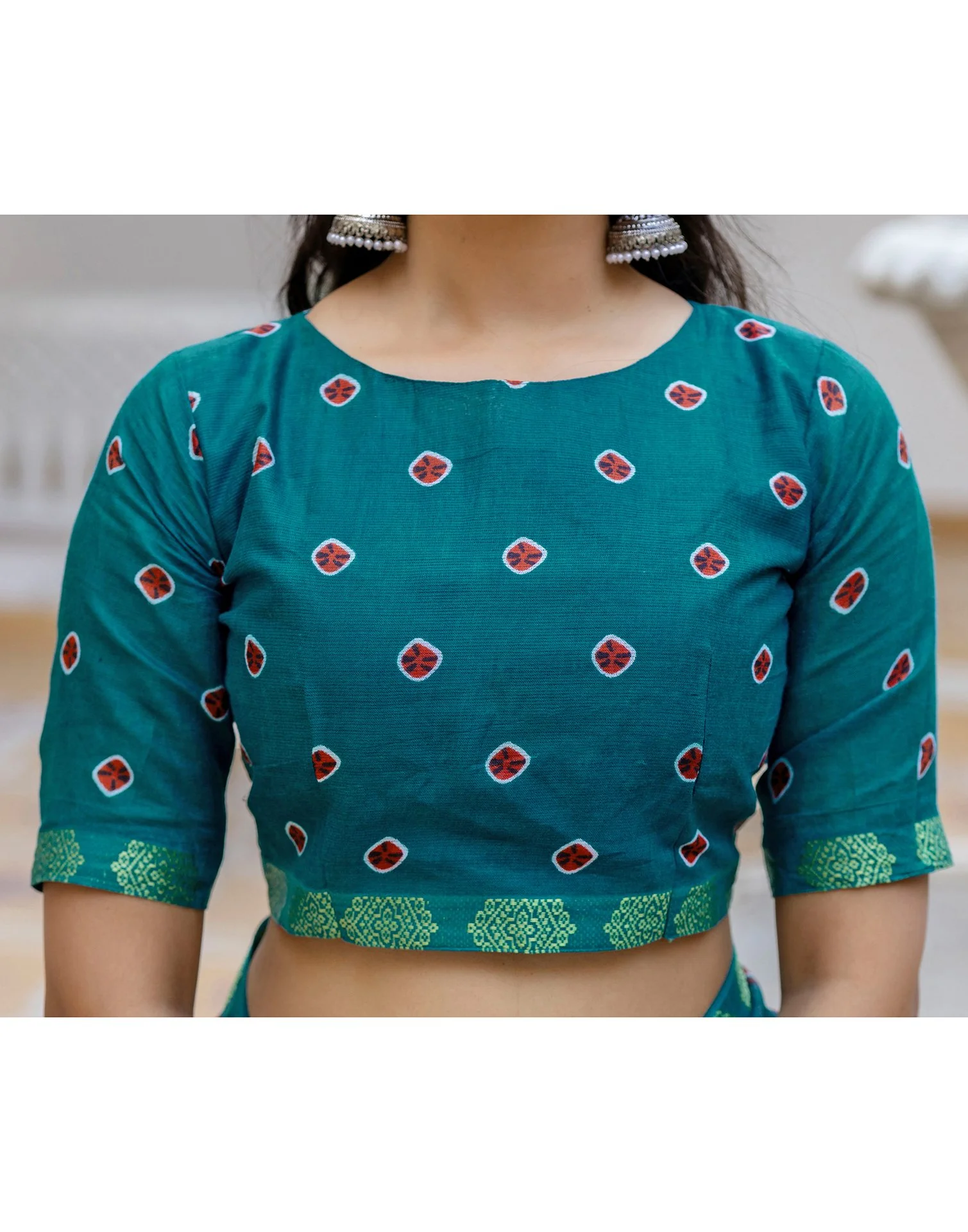 Brown Cotton Printed Woven Border Saree - Image 13