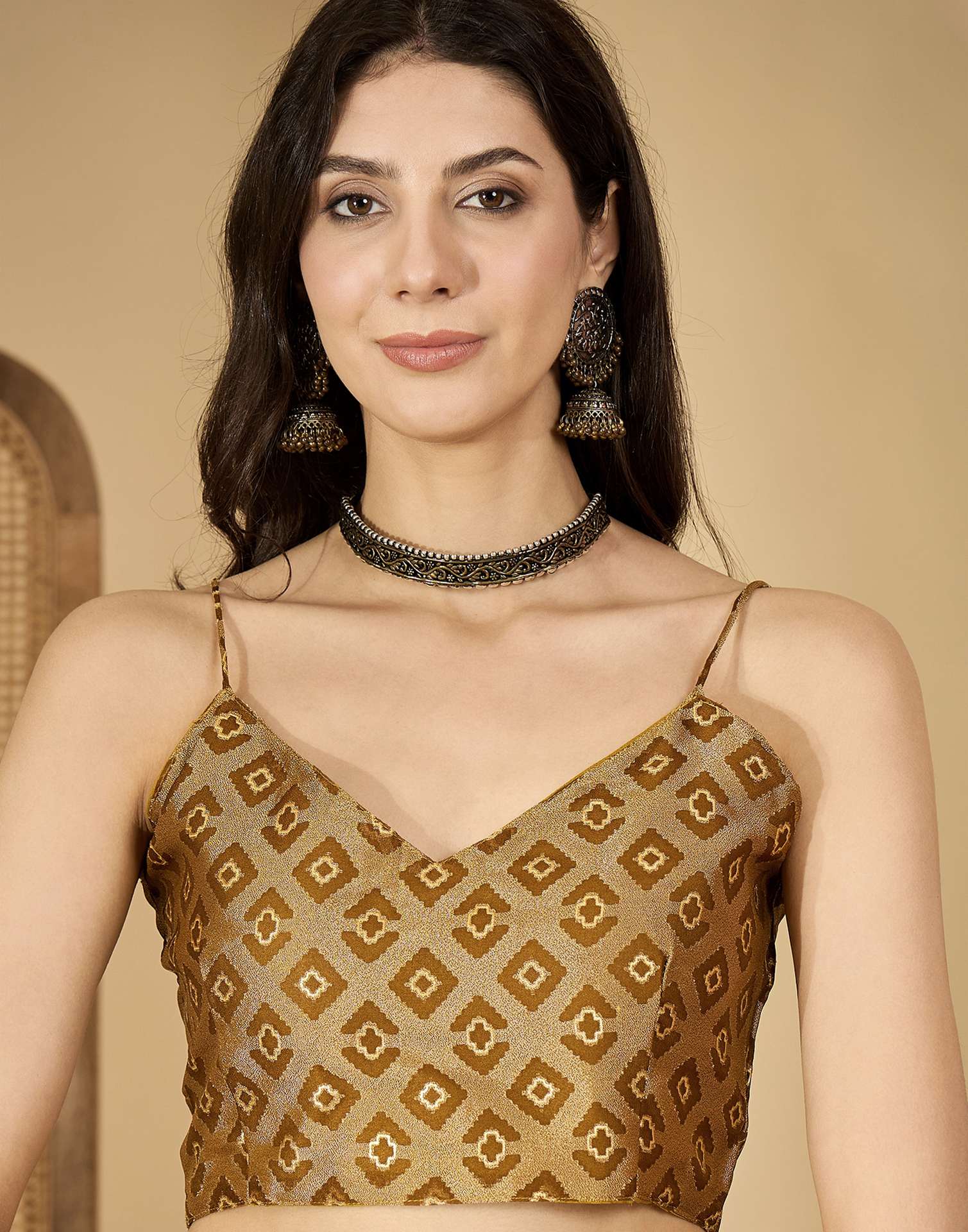 Brown Georgette Floral Printed Saree - Image 8
