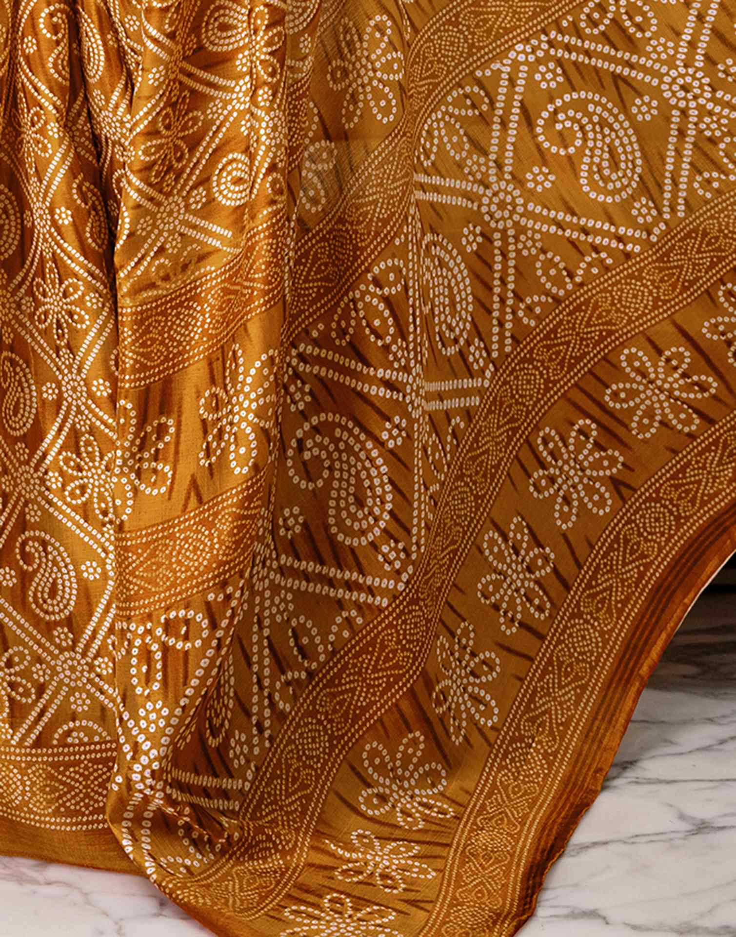 Brown Khadi Bandhani Printed SareeĀ - Image 10