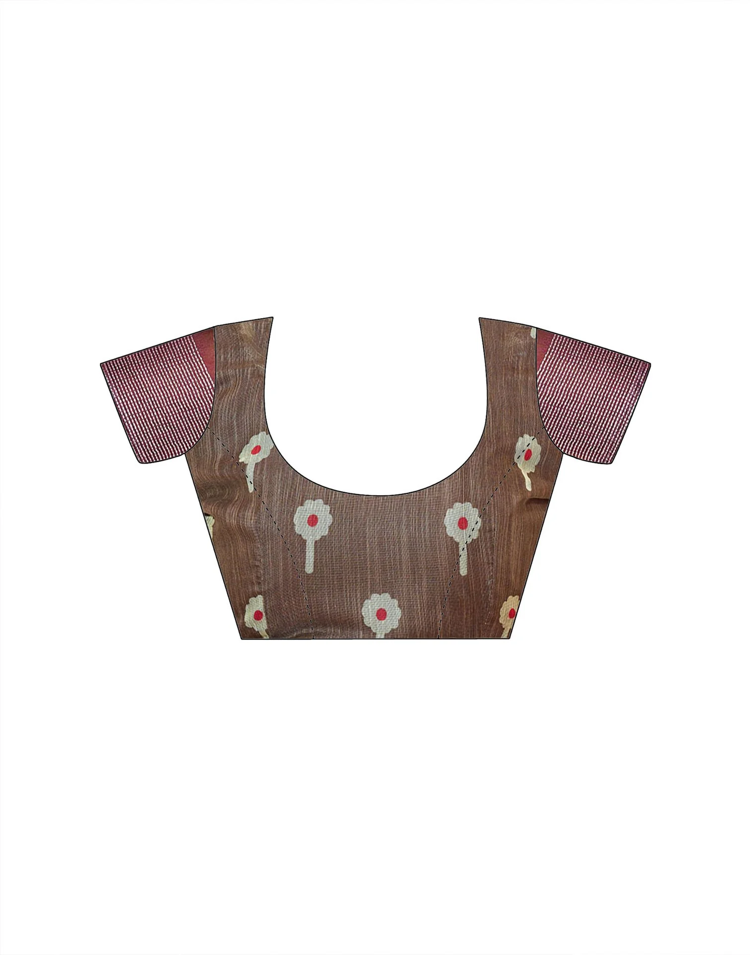 Brown Linen Printed Saree - Image 13