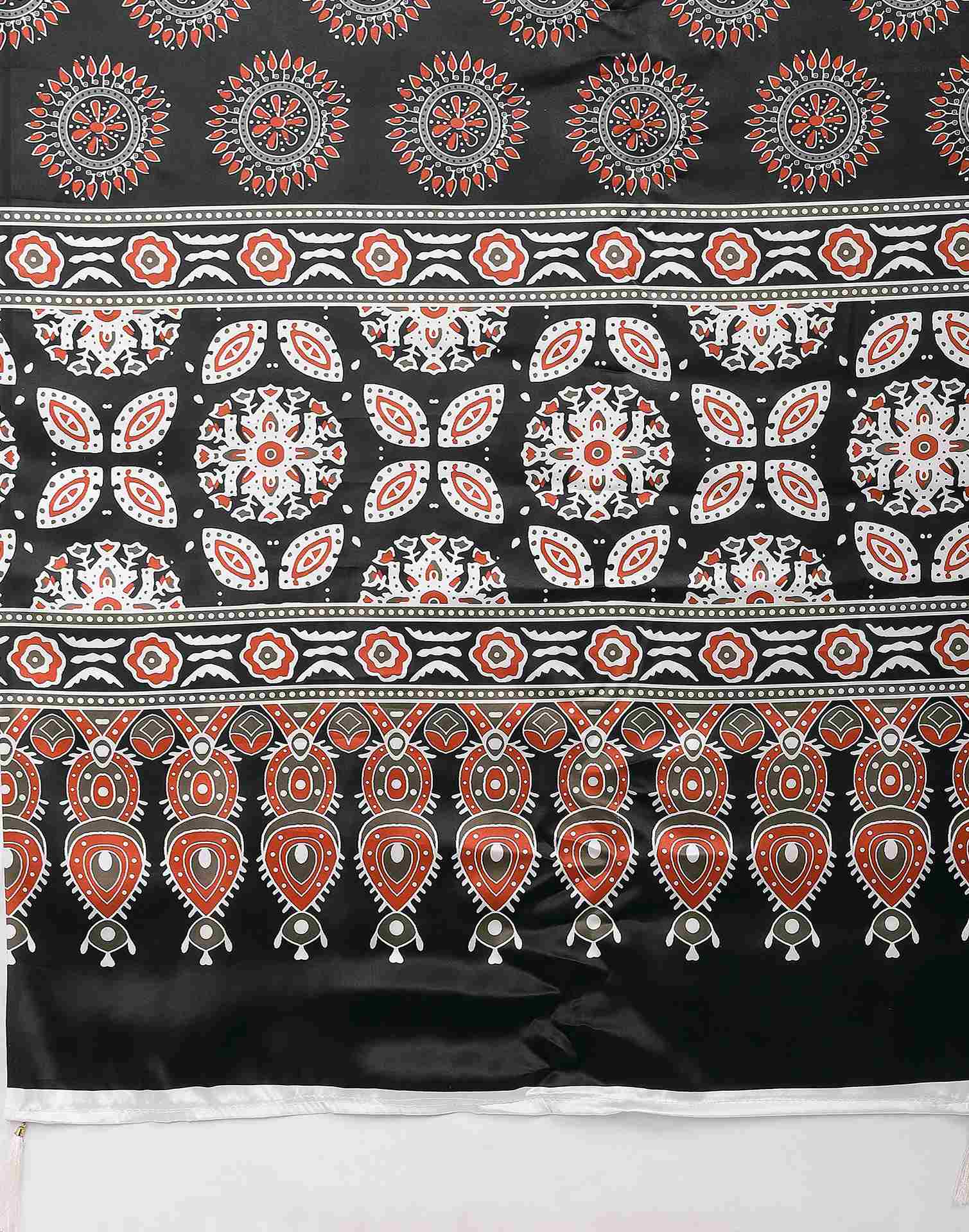 Brown Satin Printed Saree - Image 10