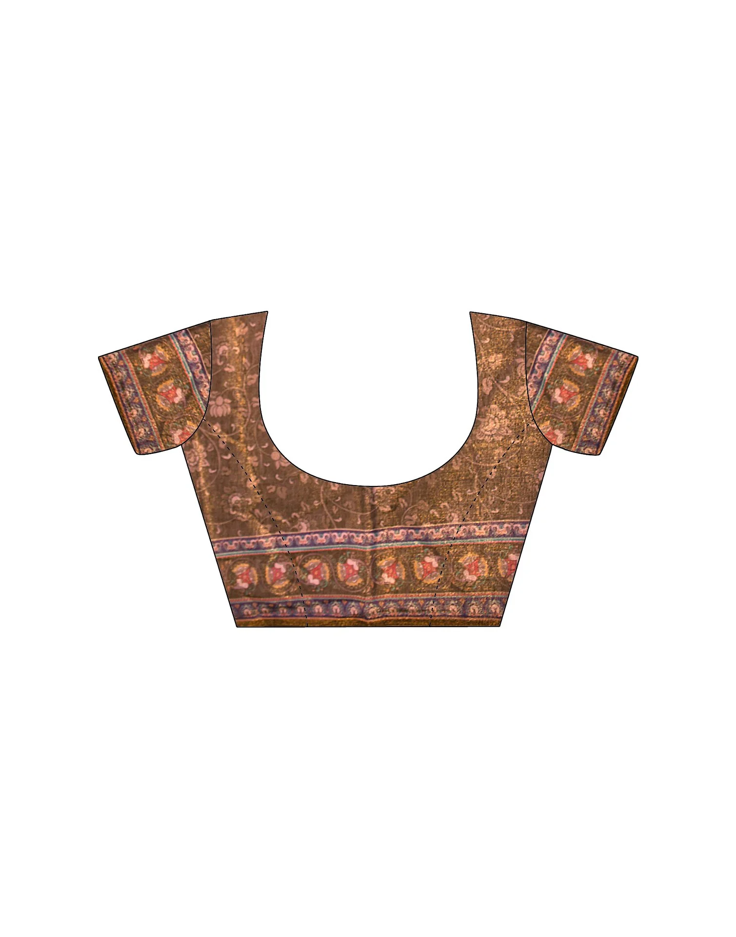 Brown Shimmer Silk Printed Saree - Image 12