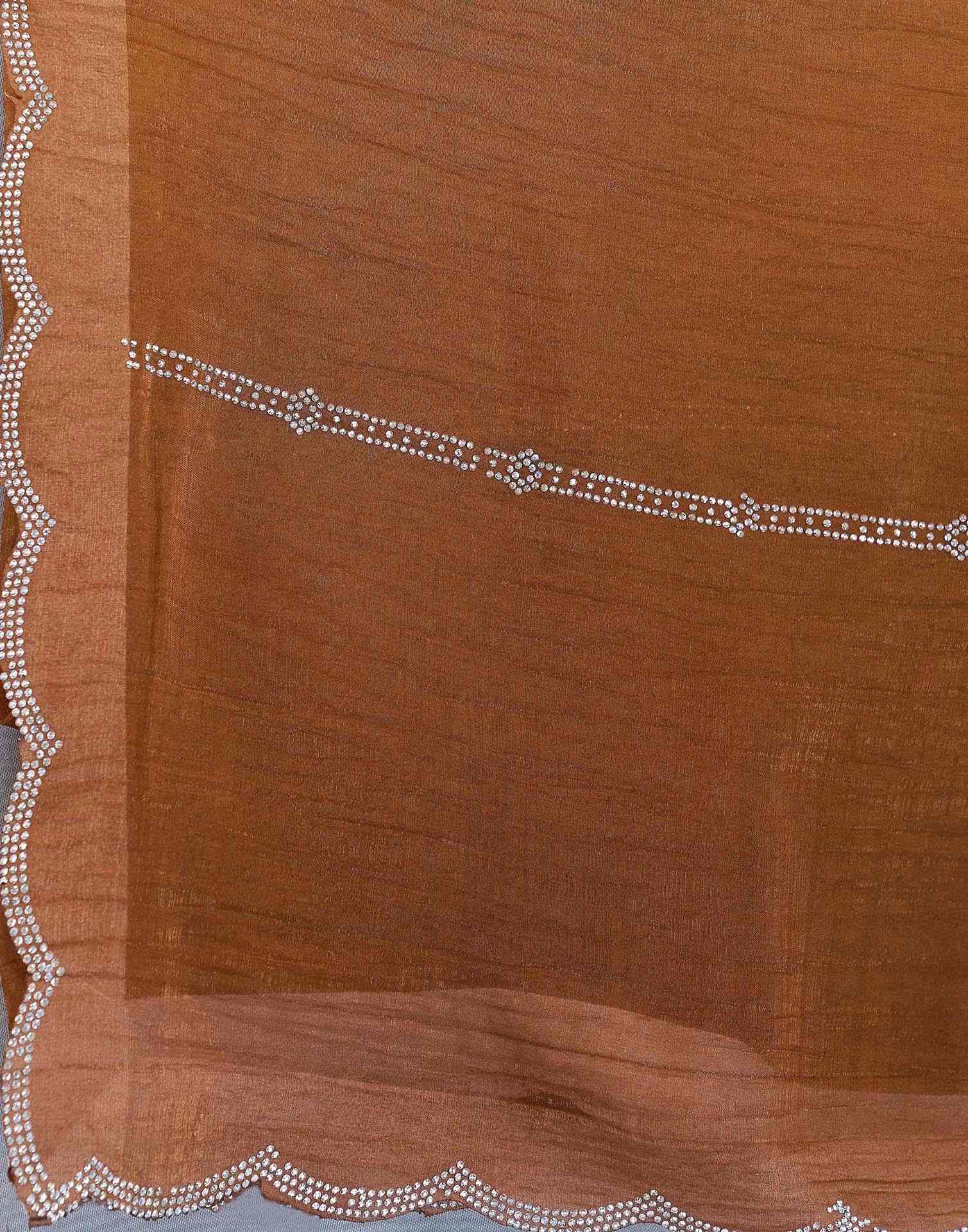 Brown Shimmer Stone Work Embellished Saree - Image 7