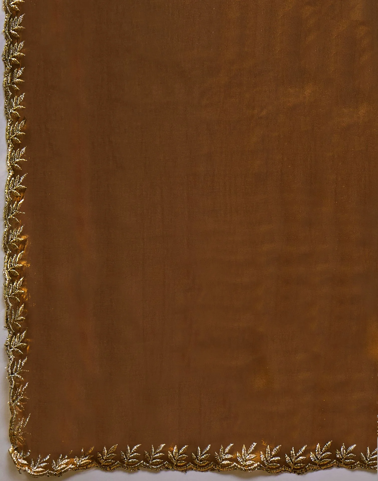 Brown Silk Embroidery Saree - Image 9