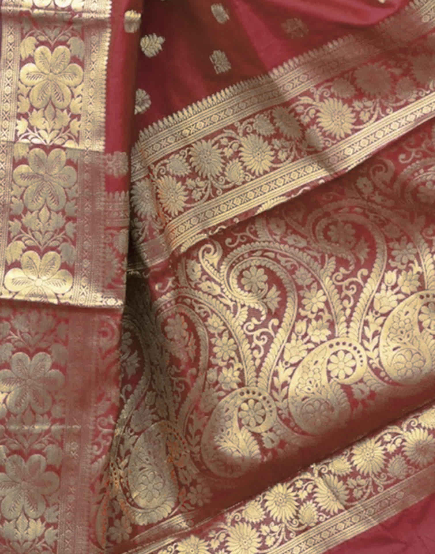 Brown Silk Woven Banarasi Saree - Image 5