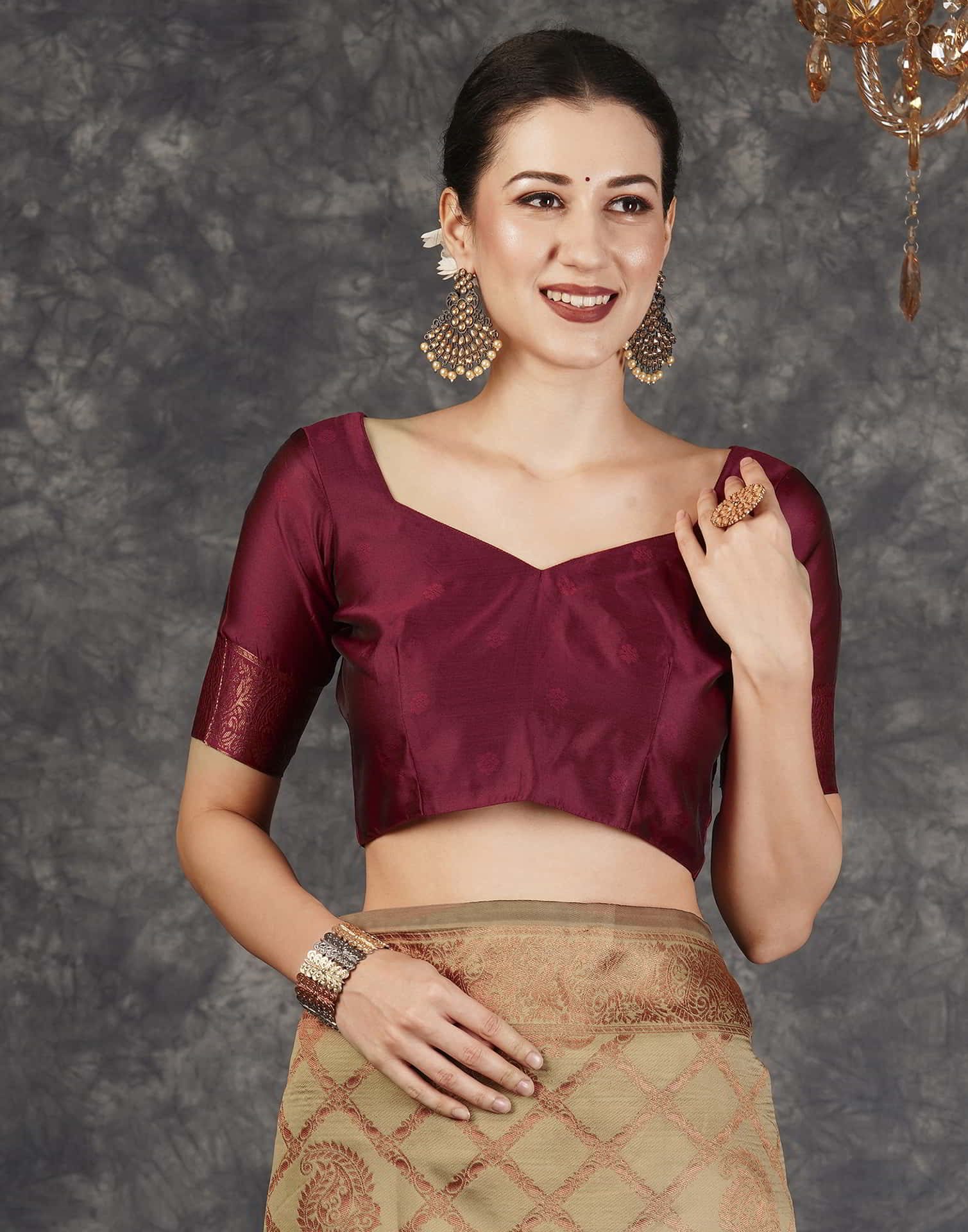 Khaki Silk Woven Banarasi Saree - Image 6