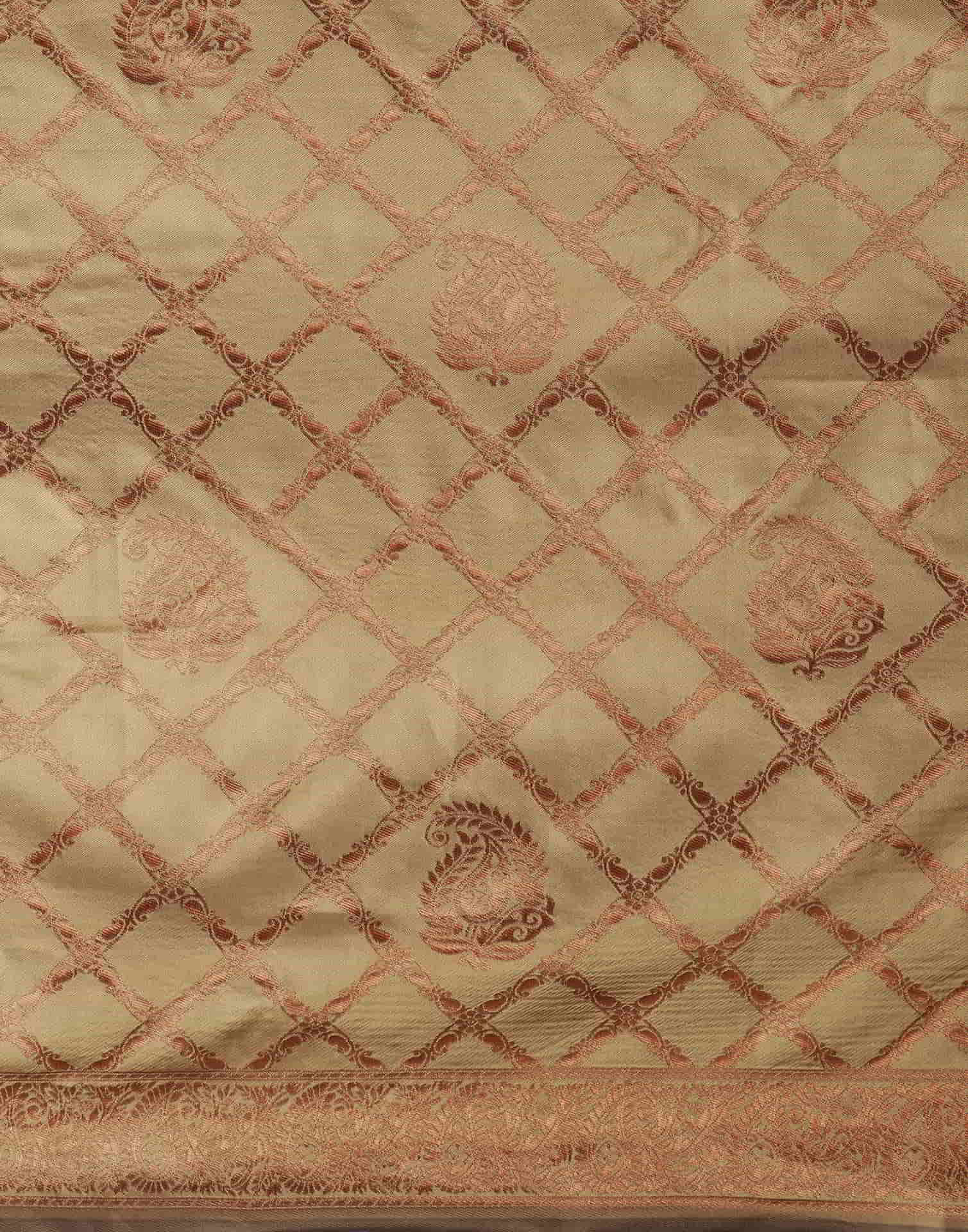 Khaki Silk Woven Banarasi Saree - Image 7