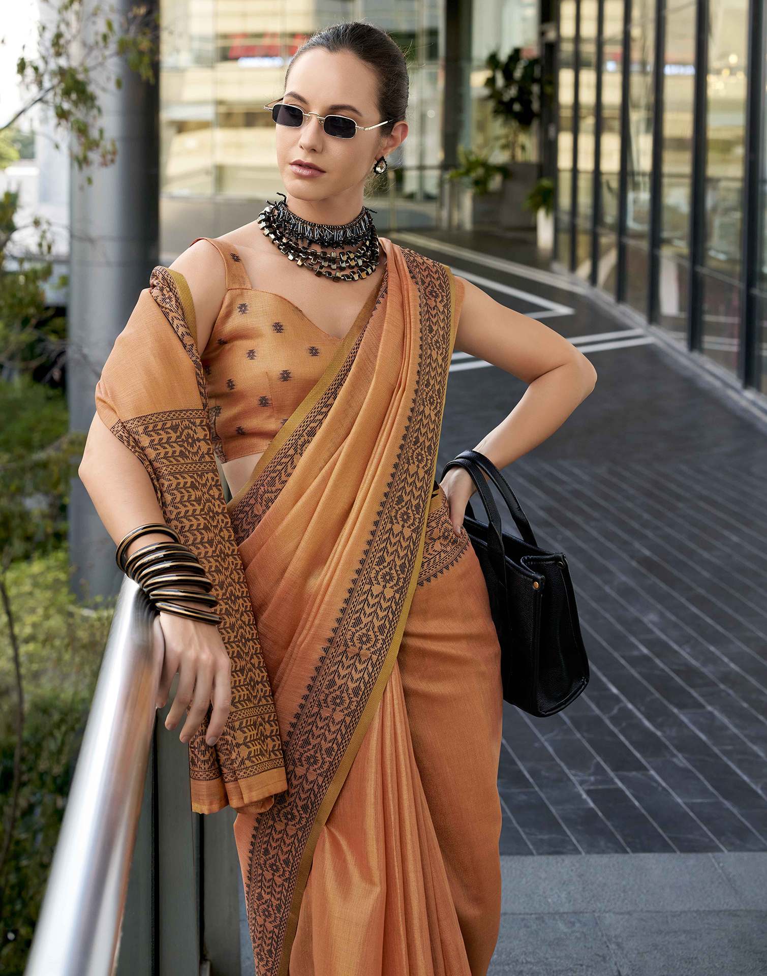 Brown Silk Woven Saree - Image 2