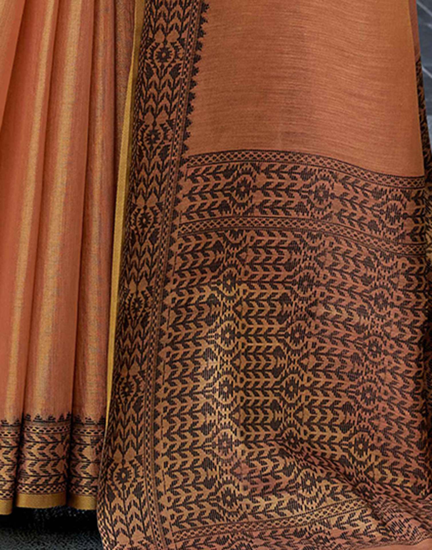 Brown Silk Woven Saree - Image 6