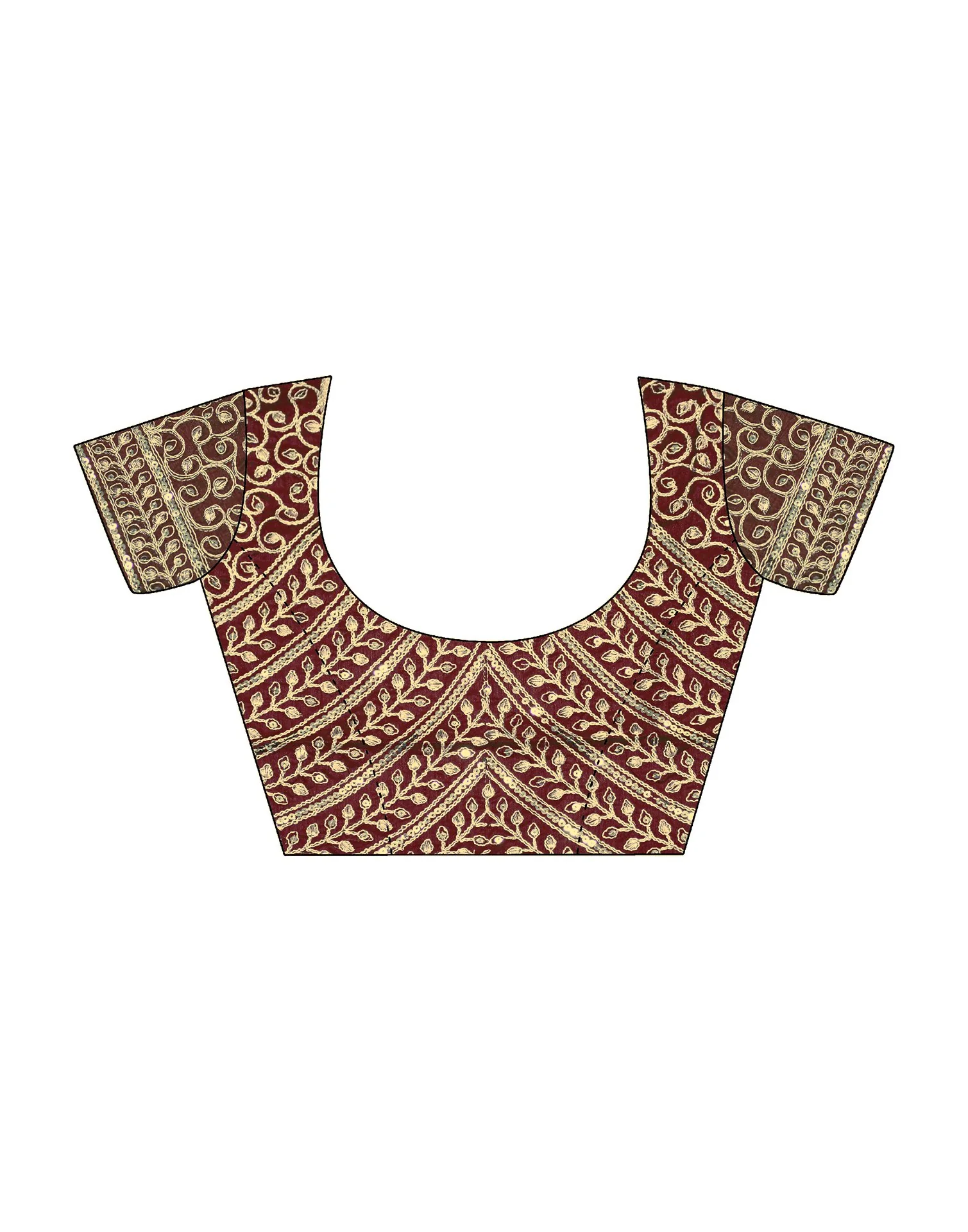 Brown Tissue Silk Sequence Embroidery Saree - Image 9