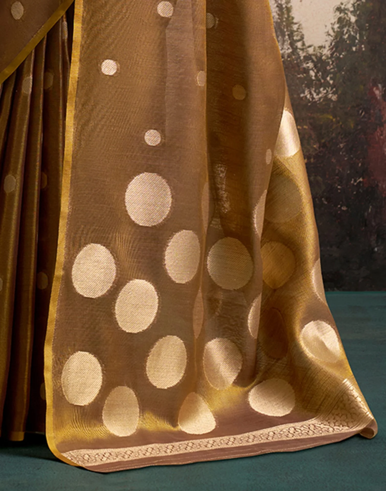 Brown Tissue Silk Woven Saree - Image 6