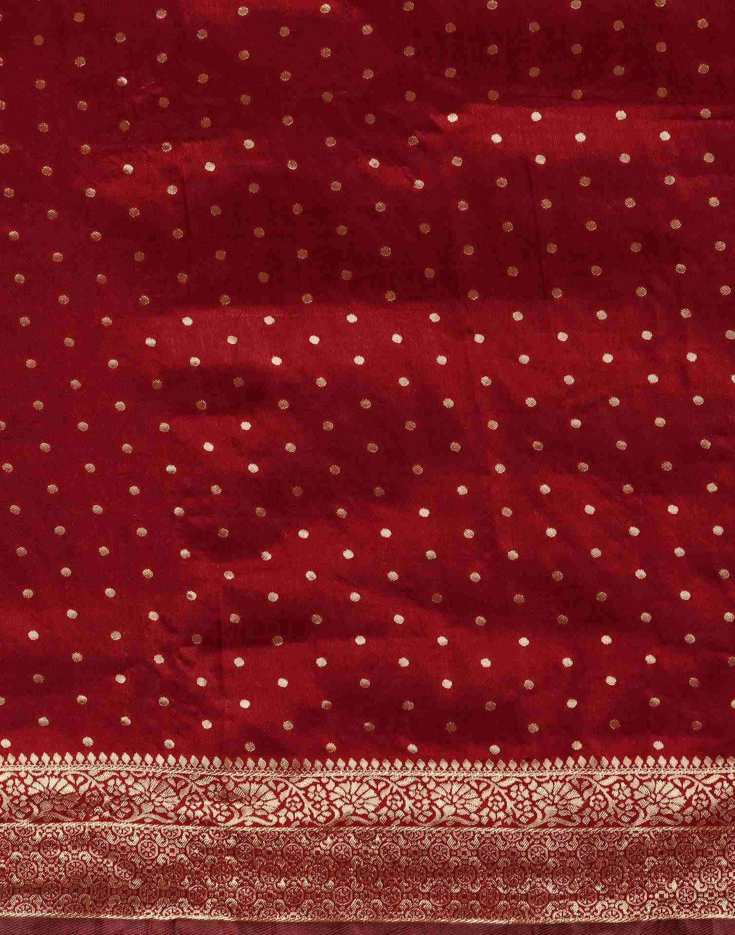 Maroon Silk Woven Banarasi Saree - Image 6