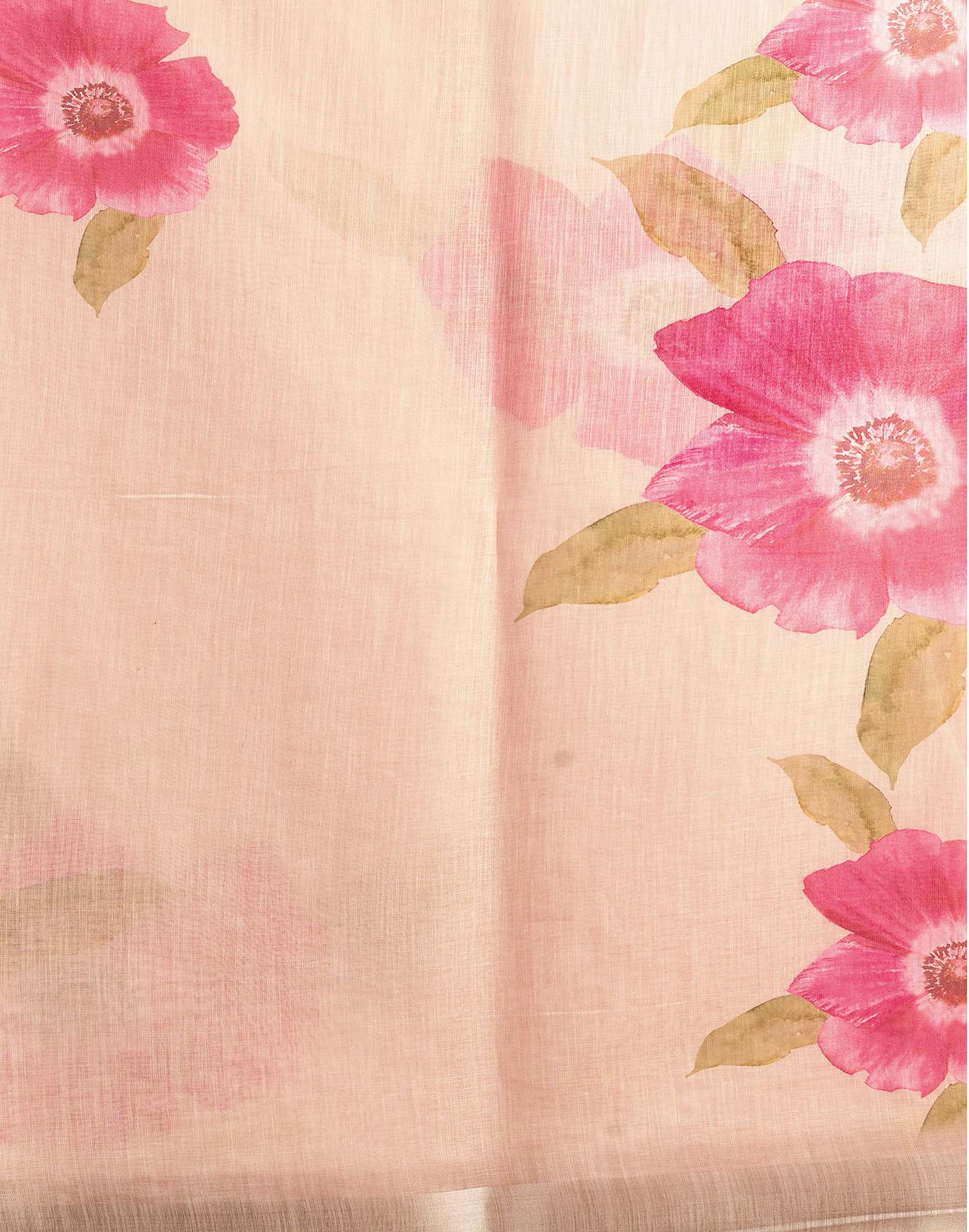 Ceam Cotton Linen Floral Printed Saree - Image 7