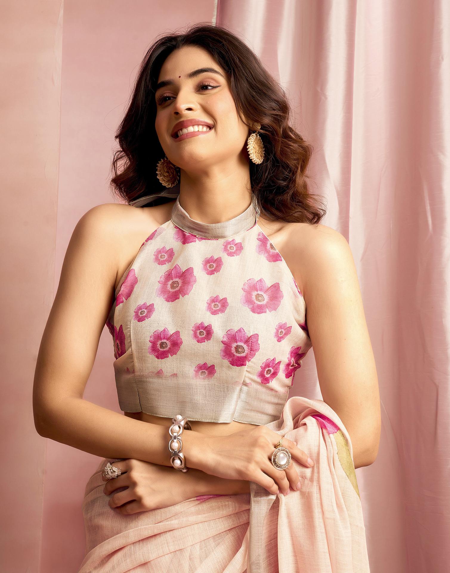 Ceam Cotton Linen Floral Printed Saree - Image 8